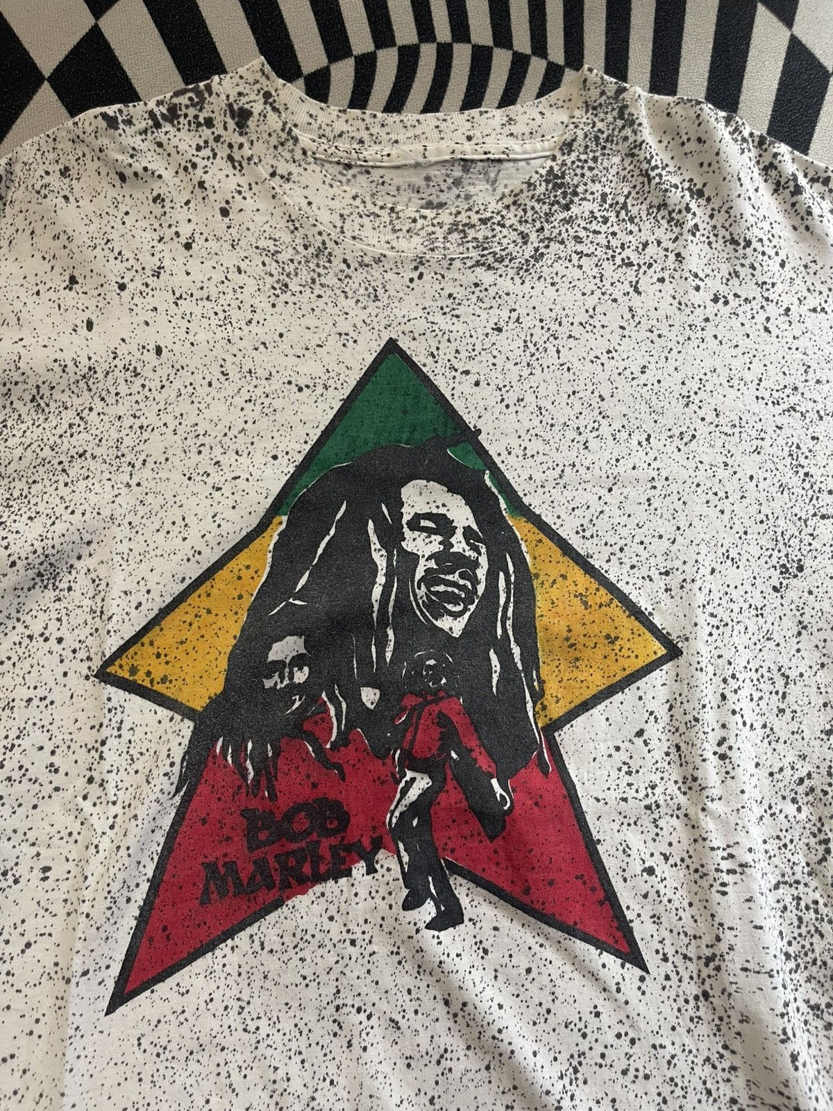 Bob Marley Vintage 90s Bob Marley All-Over Print (AOP) Splatter T-Shirt Size US L / EU 52-54 / 3 - 3 Thumbnail