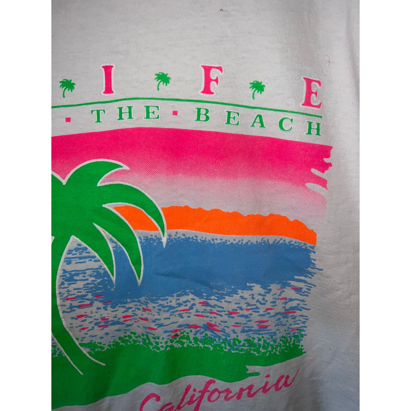 Fruit Of The Loom Vintage California Tropical Graphic White Extra Large Shirt Size US XL / EU 56 / 4 - 5 Thumbnail