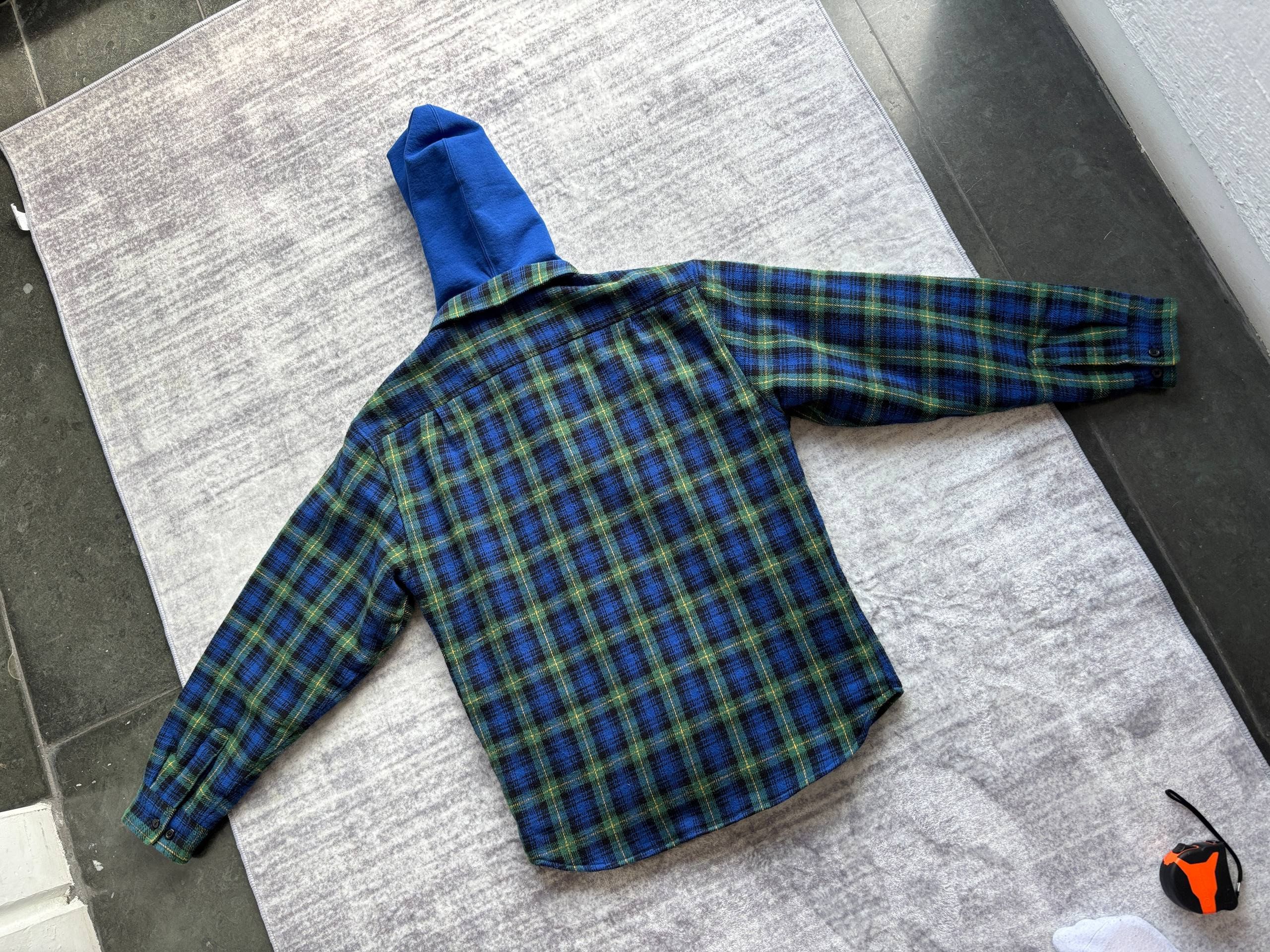 Supreme Supreme Tartan Flannel Hooded Shirt blue/green Size US M / EU 48-50 / 2 - 7 Thumbnail