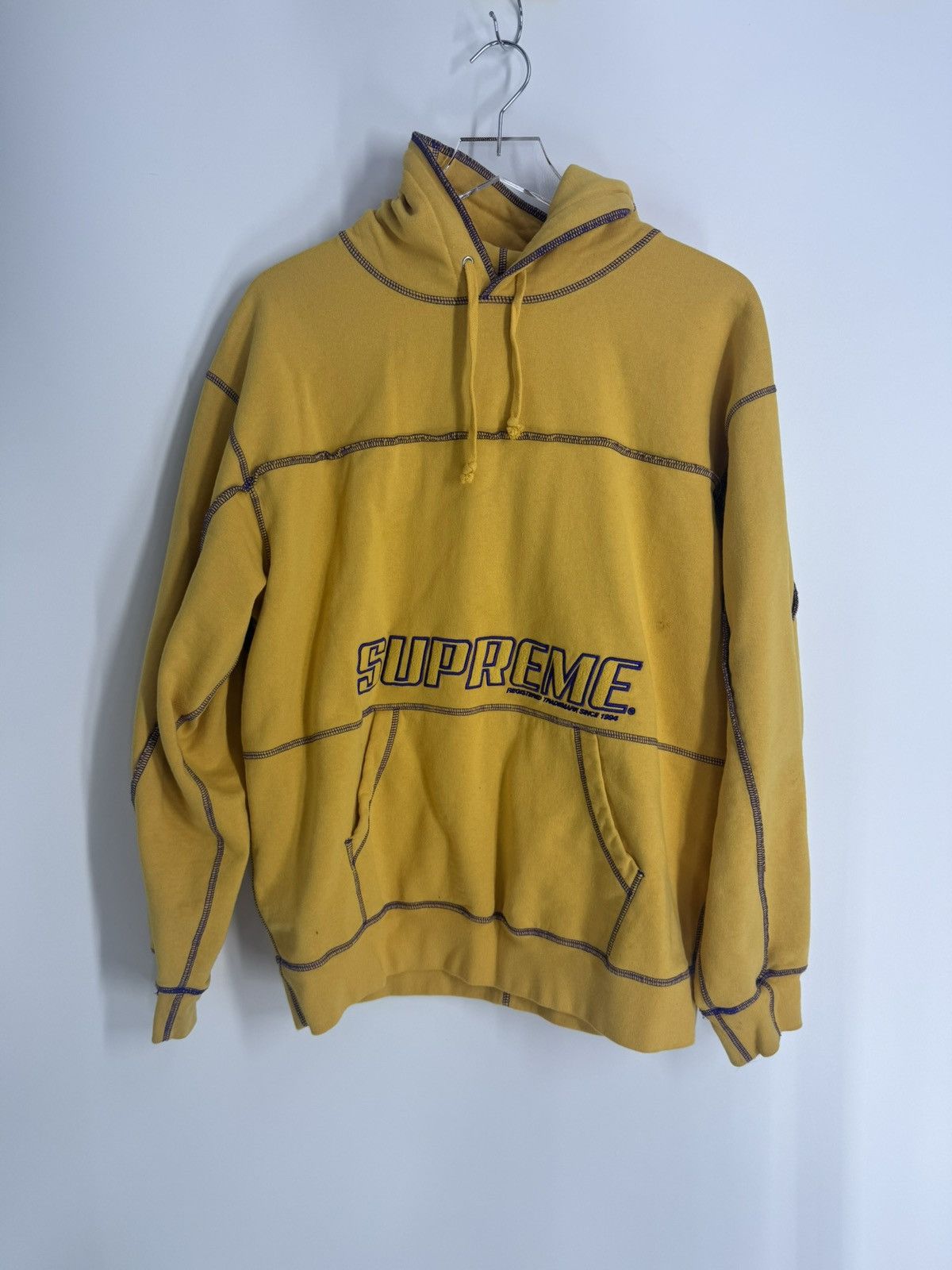 Supreme Supreme Contrast Stitch Arc Logo Hoodie – Mustard Yellow Size US L / EU 52-54 / 3 - 1 Thumbnail