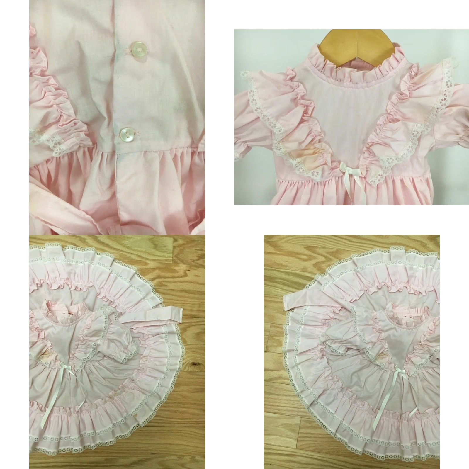 Vintage VINTAGE Kandy Ann Party Dress Girls 12 Months Pink Ruffle Lace Circle Size ONE SIZE - 8 Thumbnail