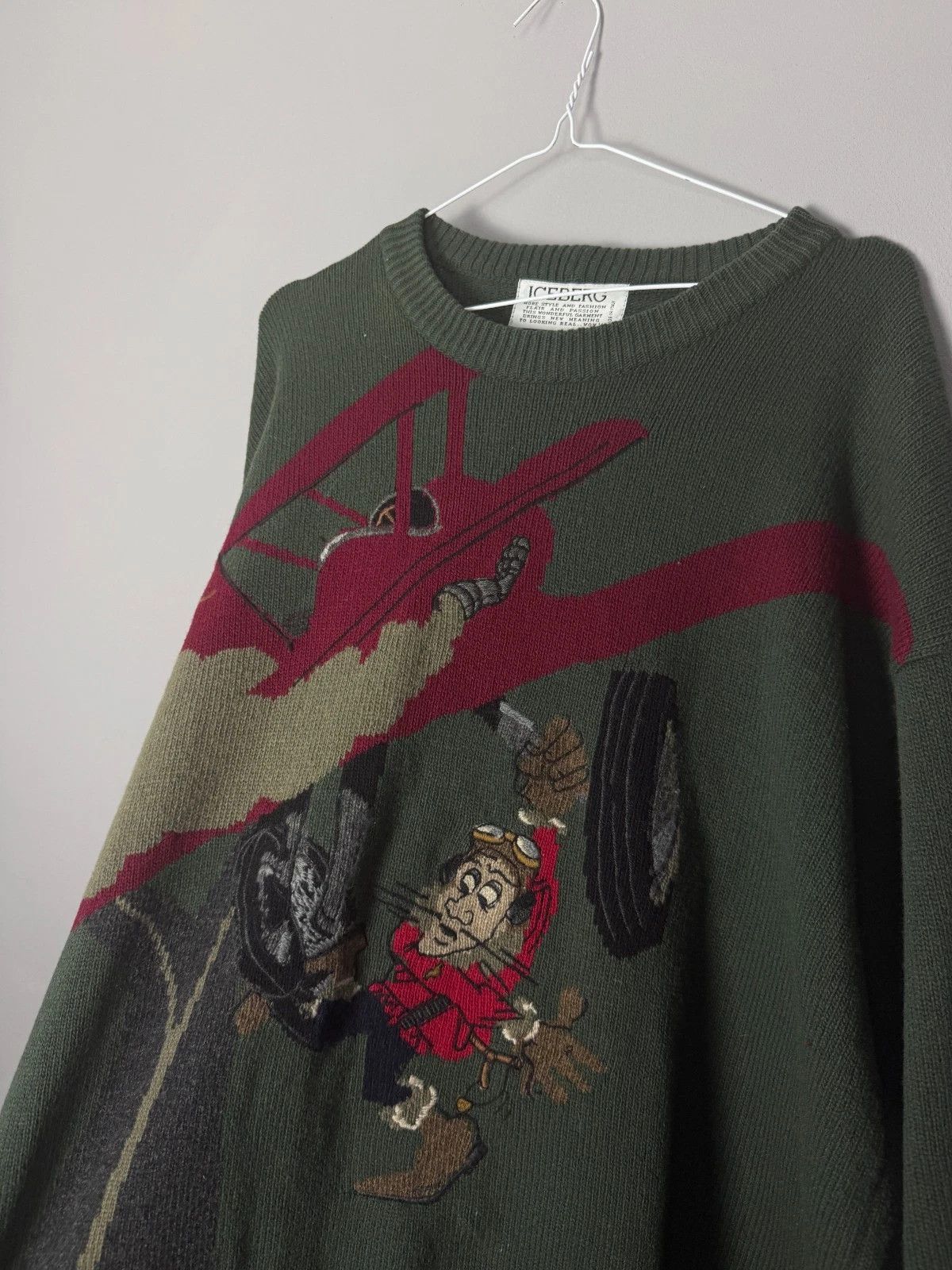 Iceberg Iceberg Vintage Red Barron in Trouble Pullover Sweater Size US XL / EU 56 / 4 - 2 Thumbnail