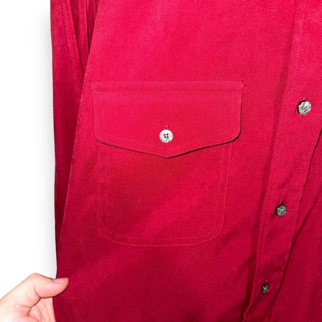 Armani Armani Exchange Crimson Red Sueded Button Up Shirt Size M Size US M / EU 48-50 / 2 - 5 Thumbnail