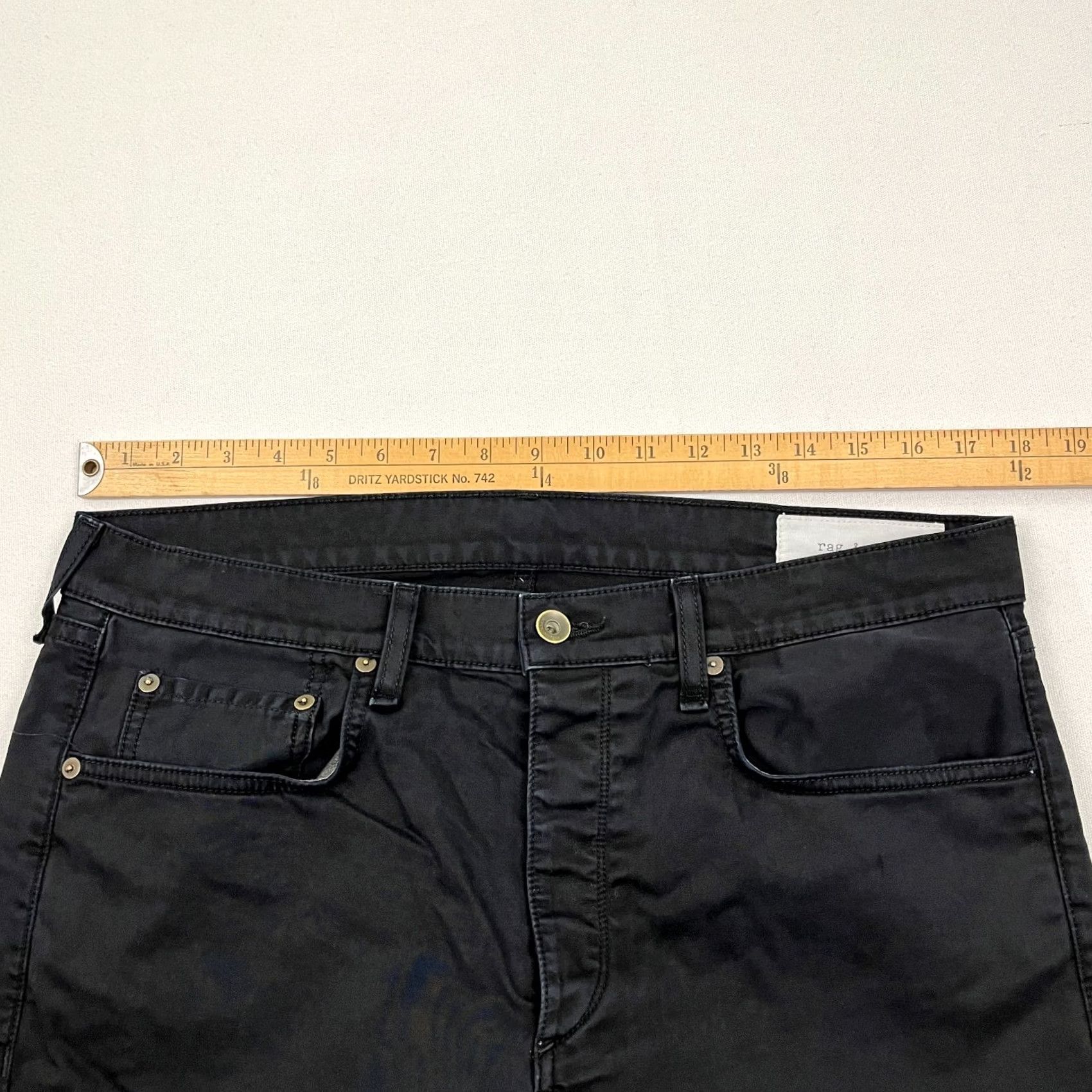 Rag & Bone rag & bone Pants Mens 34 x 33 Slim Straight Fit 2 Black Button Fly Chino Casual Size US 34 / EU 50 - 6 Thumbnail