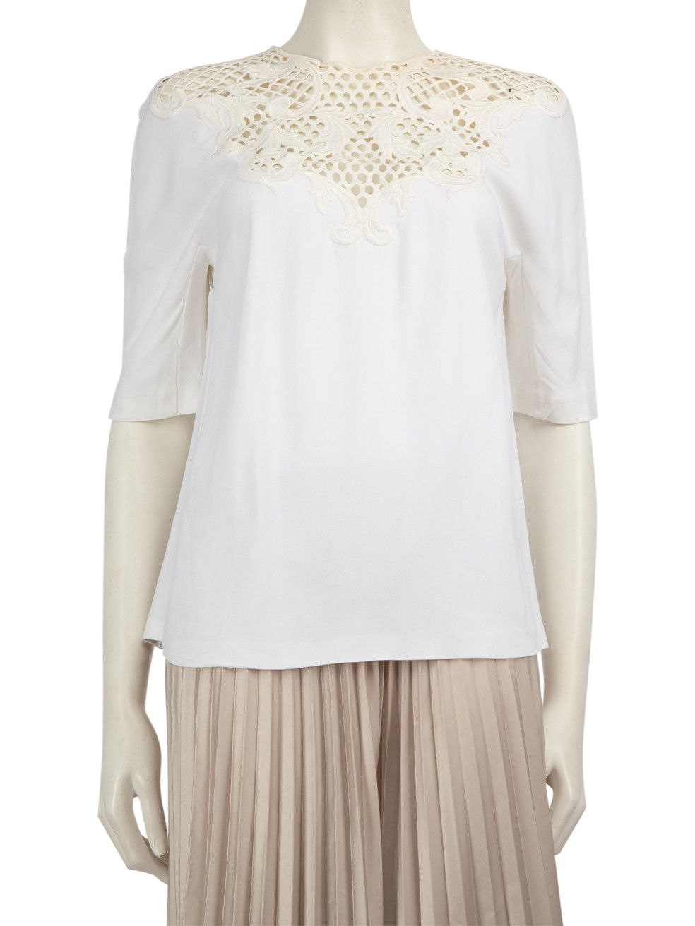 Stella McCartney White Lace Panel Top Size M / US 6-8 / IT 42-44 - 1 Thumbnail