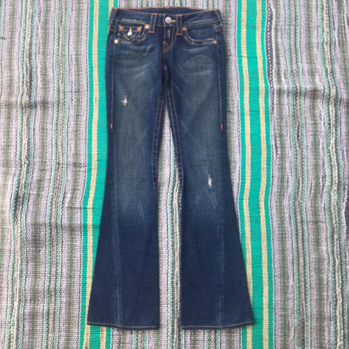 image of True Religion Joey Flared Jeans in Blue, Women's (Size 24)