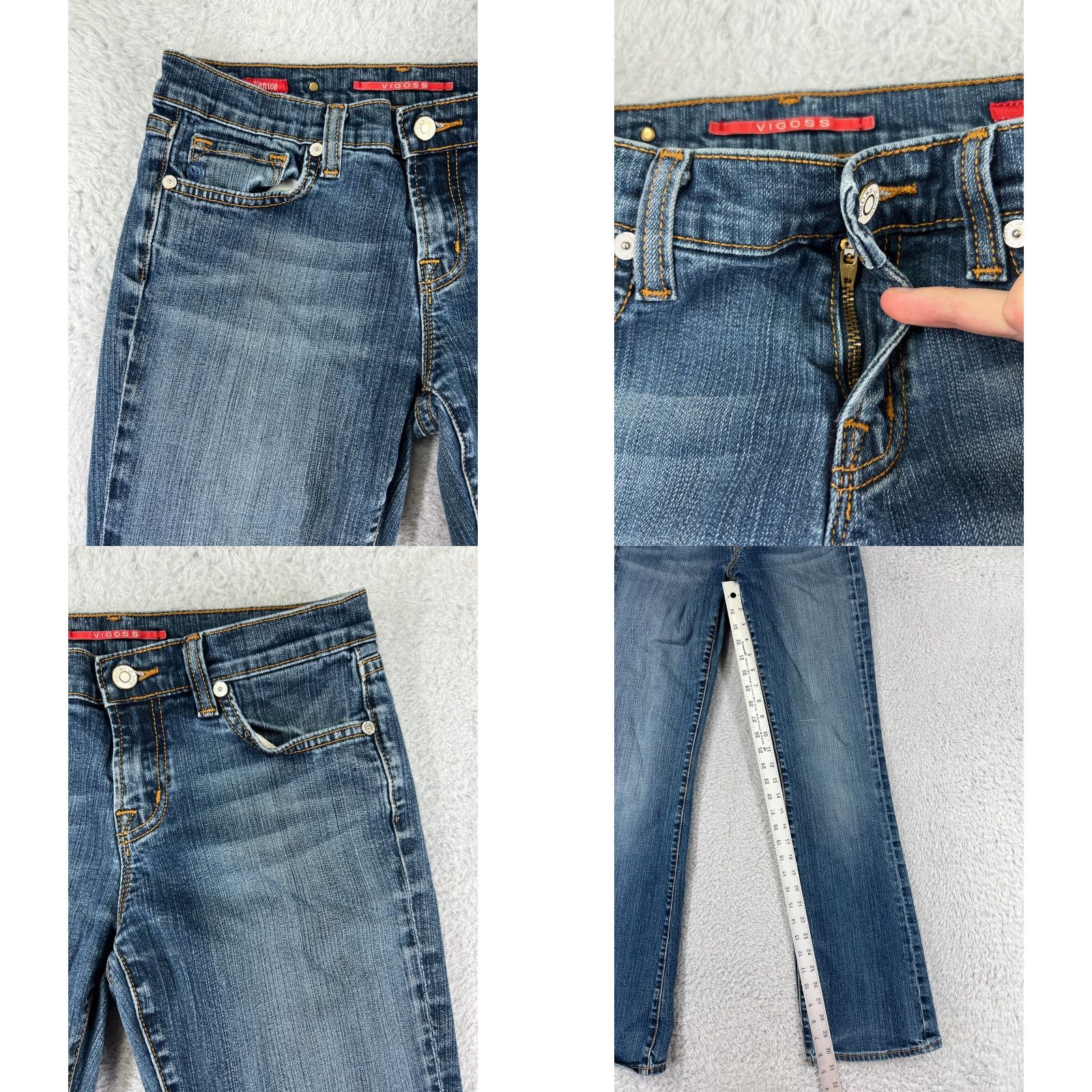 Vintage VIGOSS Jeans Women 5 Blue Denim Bootcut Medium Wash Western Womens Size 27" / US 4 / IT 40 - 8 Thumbnail