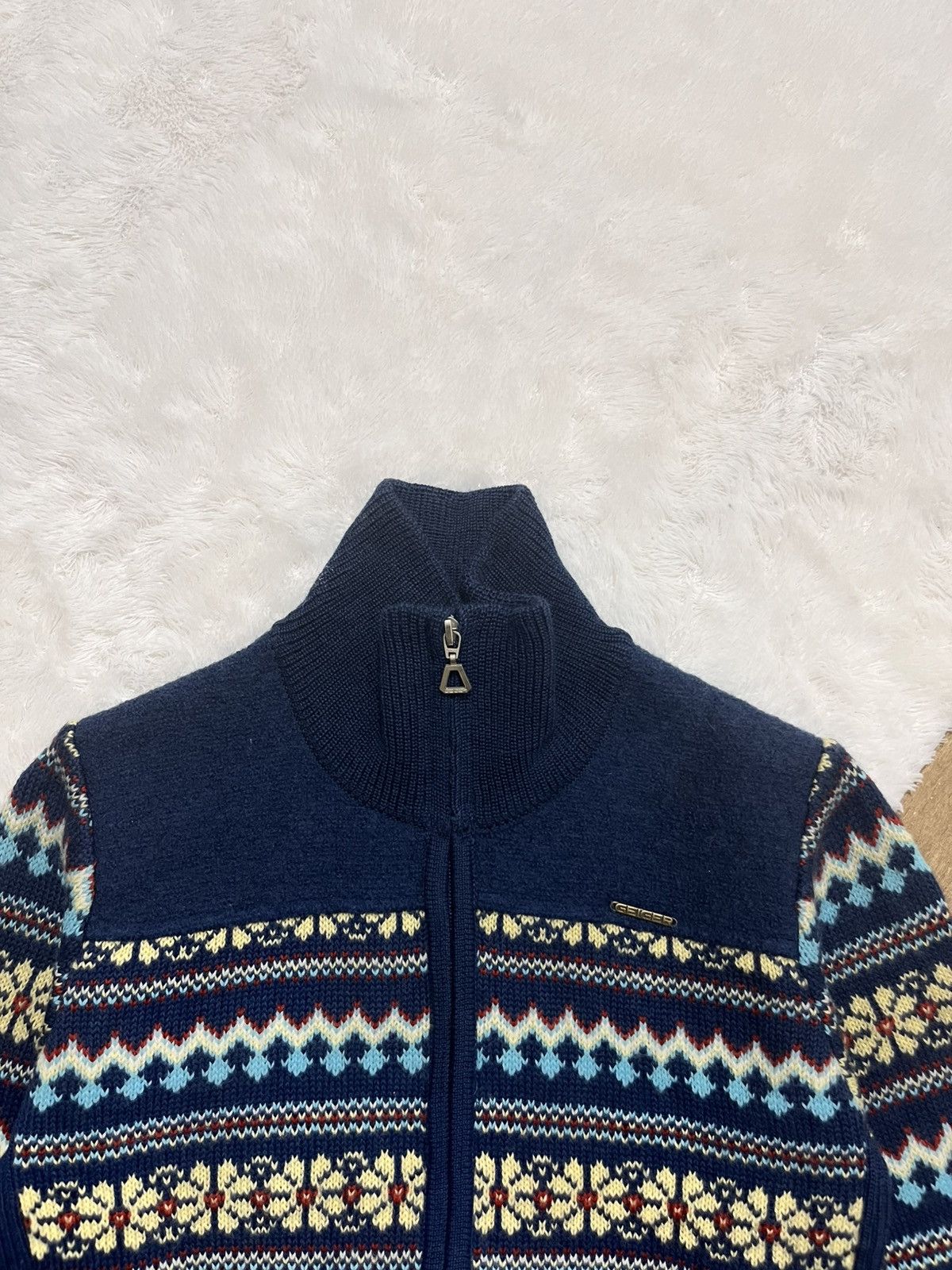 Other Geiger Austria Pure New Wool Fair Isle Knit Zipper Cardigan Size XS / US 0-2 / IT 36-38 - 6 Thumbnail
