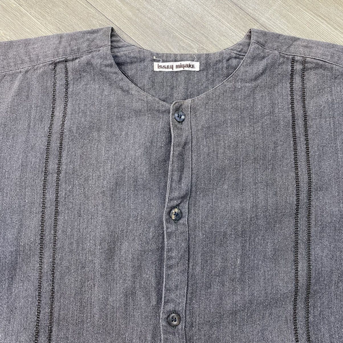 Issey Miyake 80s Vintage Issey Miyake Collarless Vertical Stitching Shirt Size US M / EU 48-50 / 2 - 3 Thumbnail