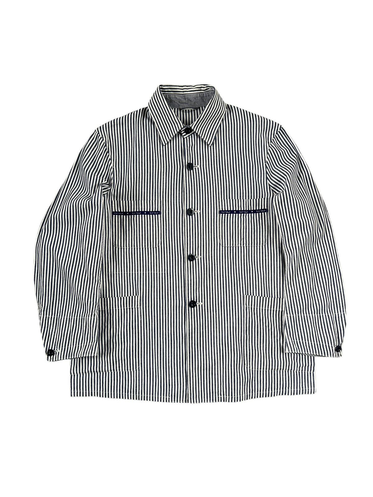 Japanese Brand × Karl Helmut × Vintage 1990 Karl Helmut Hickory Stripes Chore Jacket Size US L / EU 52-54 / 3 - 1 Thumbnail
