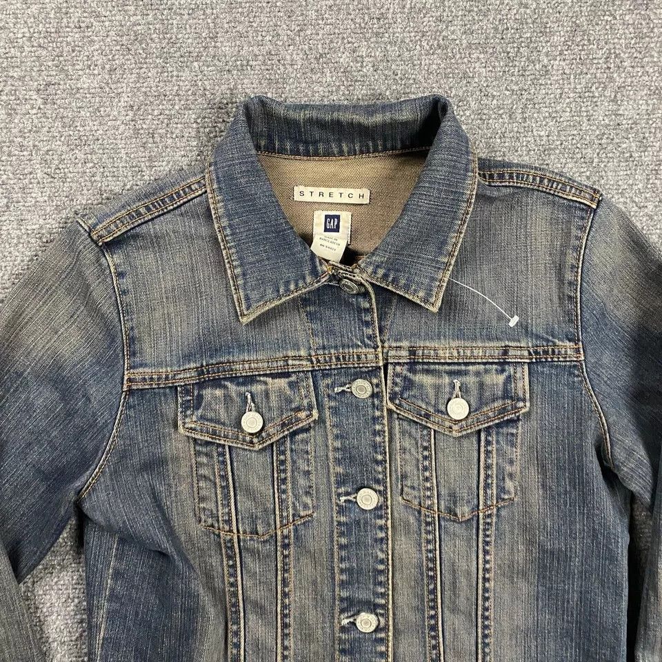 Gap × Vintage Vintage Gap Denim Jacket Womens Medium Acid Wash Y2K Trucker Size M / US 6-8 / IT 42-44 - 2 Thumbnail
