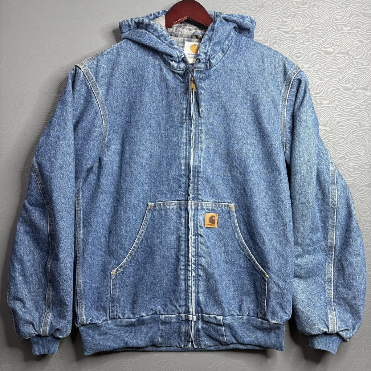 Carhartt × Vintage VTG 90s ASAP Carhartt J139 DST Denim Blue Lined Hooded Small Size US S / EU 44-46 / 1 - 1 Thumbnail