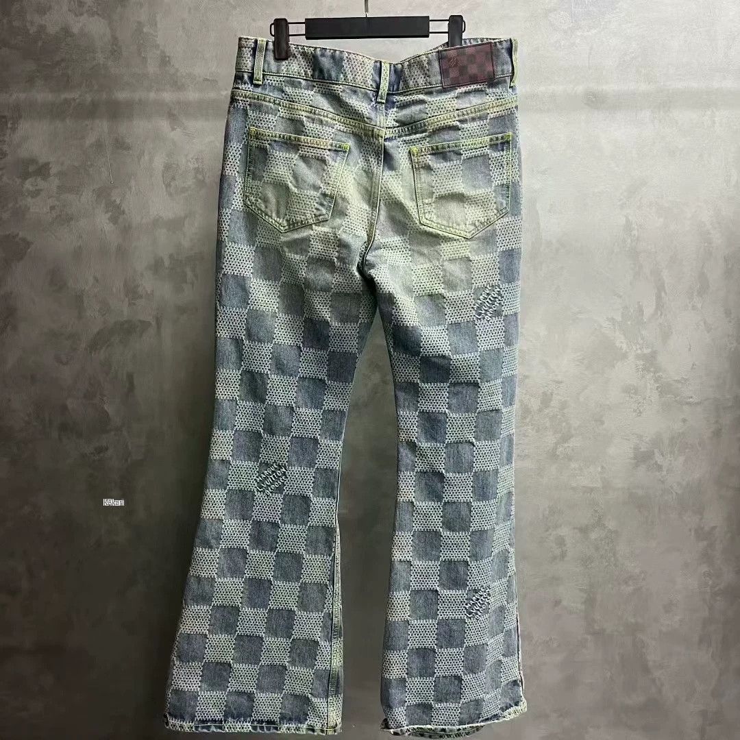 Louis Vuitton Louis Vuitton Blue Check Mid-Rise Straight Jeans Size US 33 - 6 Thumbnail