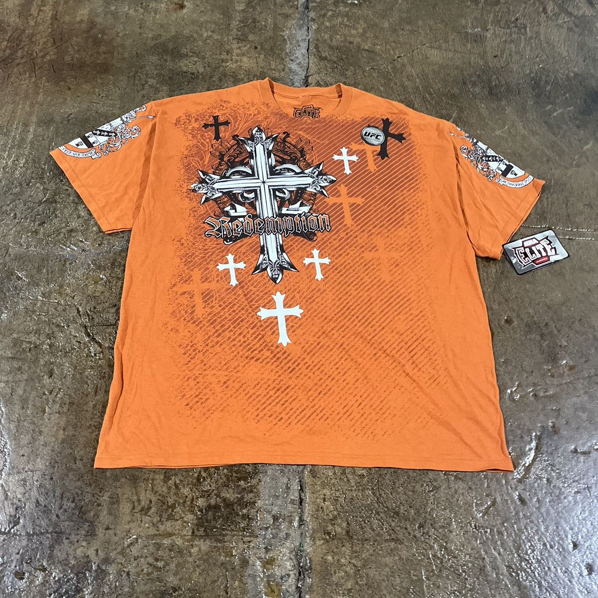 Affliction × Tapout × Vintage Crazy Vintage Y2K MMA Elite Grunge Cybergoth Cross Tee Shirt Size US XXL / EU 58 / 5 - 2 Thumbnail