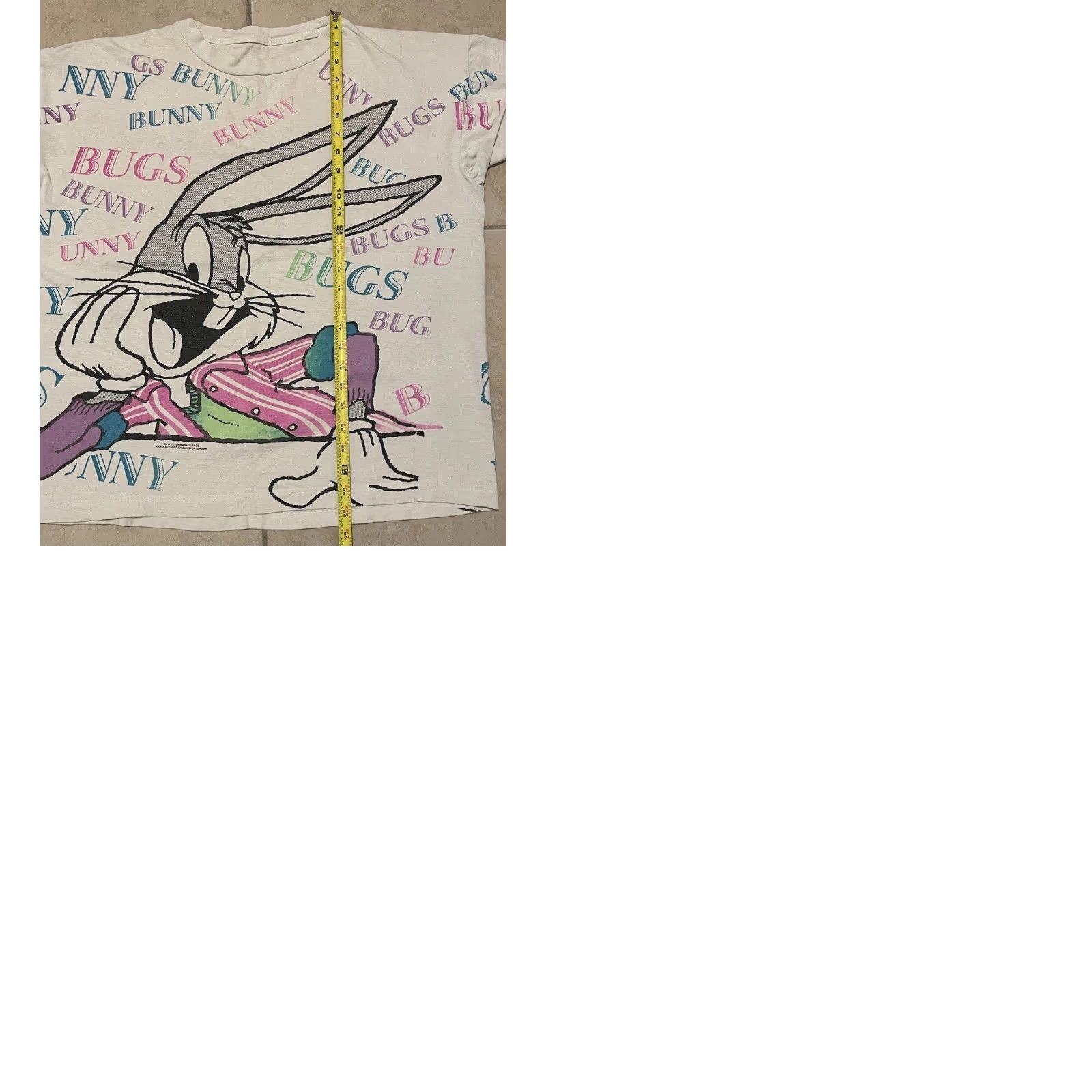 Vintage Vtg 90s Bugs Bunny Faded AOP Shirt L Boxy Looney Tunes Cartoon Warner Bros Taz Size US L / EU 52-54 / 3 - 9 Thumbnail