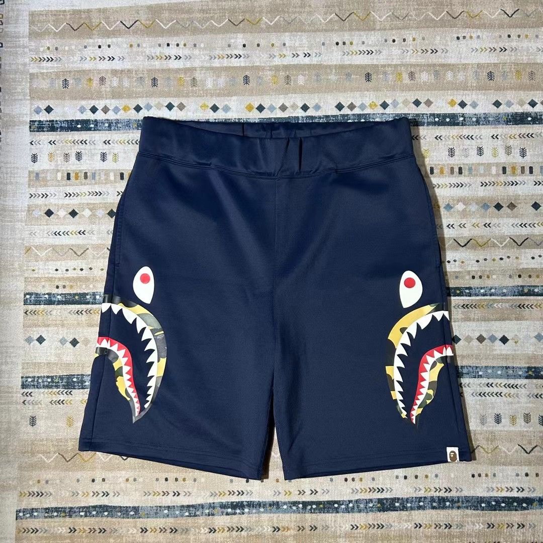 Image of Bape 1St Camo Side Shark Jersey Shorts in Navy, Men's (Size 38)