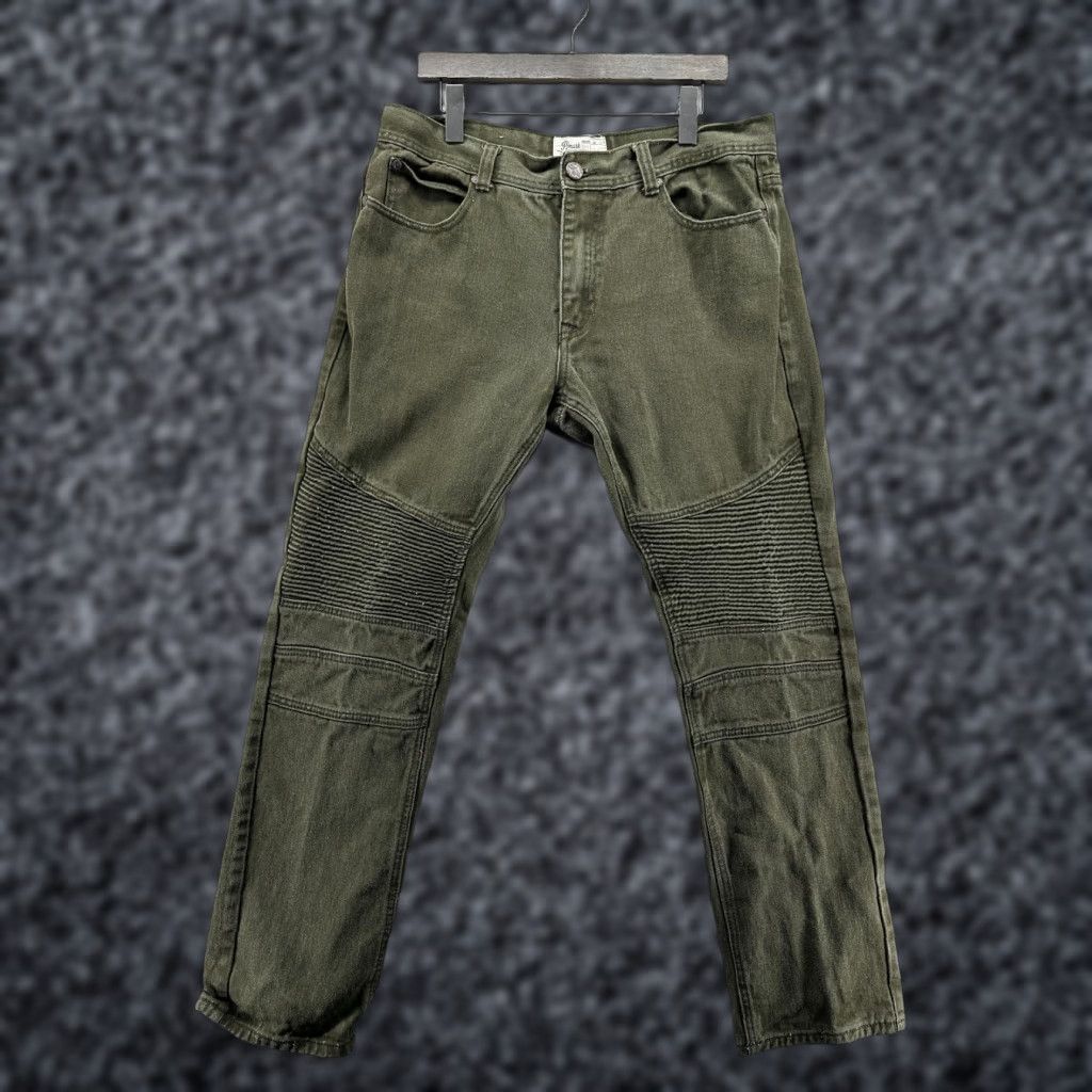 Denime Pimark Jeans Mens 30x34 Green Taper Denim Moto Biker Ribbed Knee Pants Shirt? Size US 30 / EU 46 - 1 Thumbnail