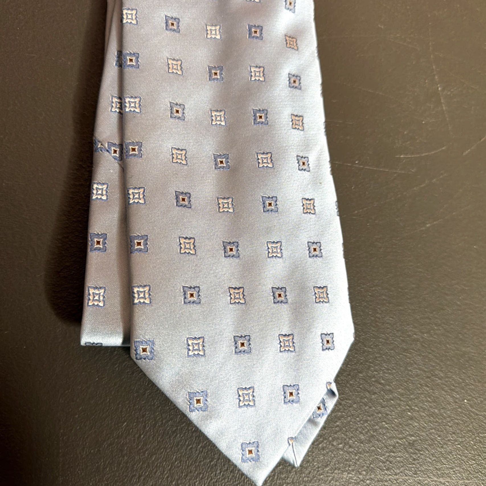 Ermenegildo Zegna Ermenegildo Zegna Silk Tie Blue XL Geometric Pattern Squares Classic Elegant Adjustable Mens Tie Size ONE SIZE - 2 Thumbnail
