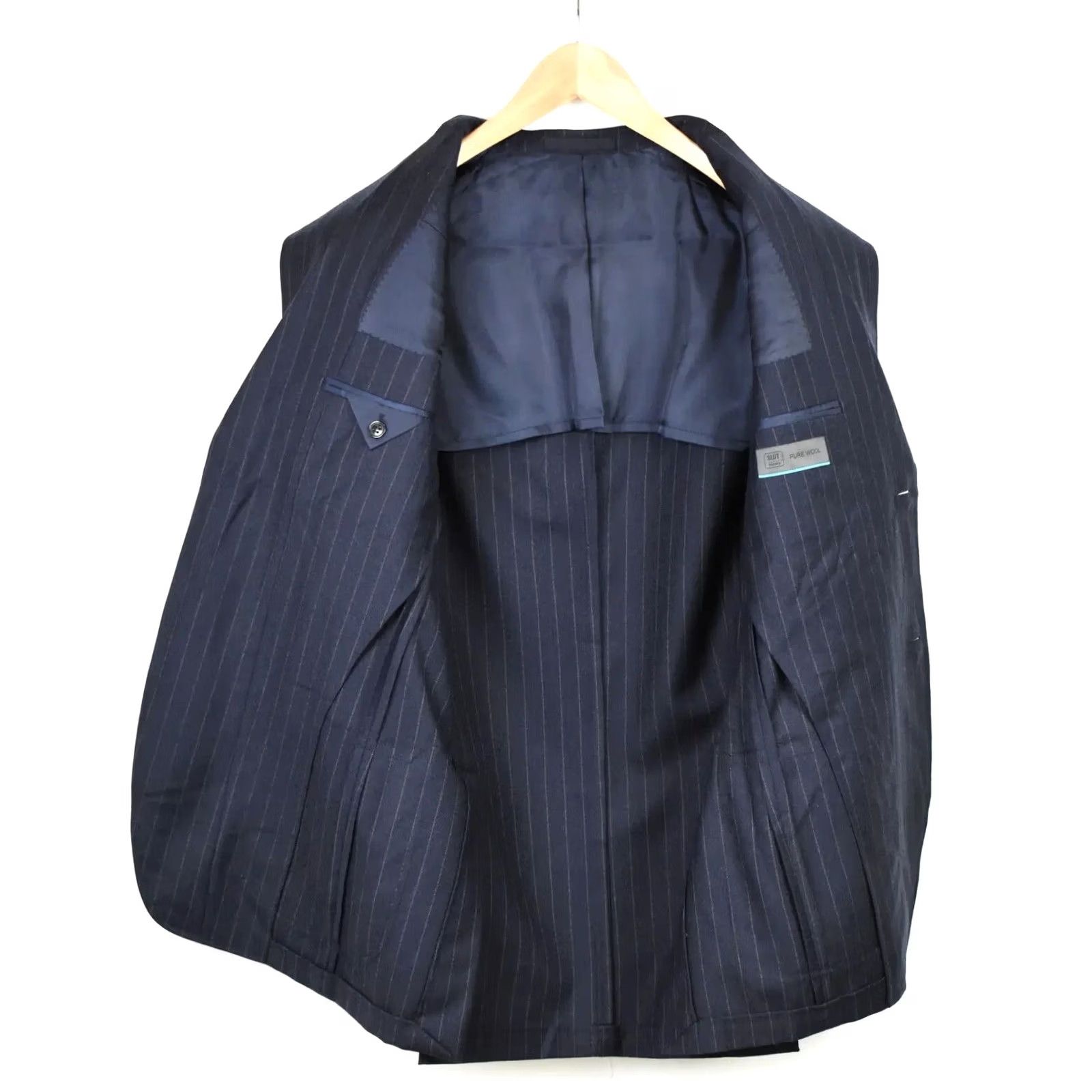 Suitsupply Suitsupply Pure Wool Blazer Men EU 48L Notch Formal Pinstripe Blue Wool Blazer Mens Regular Long Sleeve Notch Lapel Button Front 2 Buttons Vintage No Size 48R - 5 Thumbnail