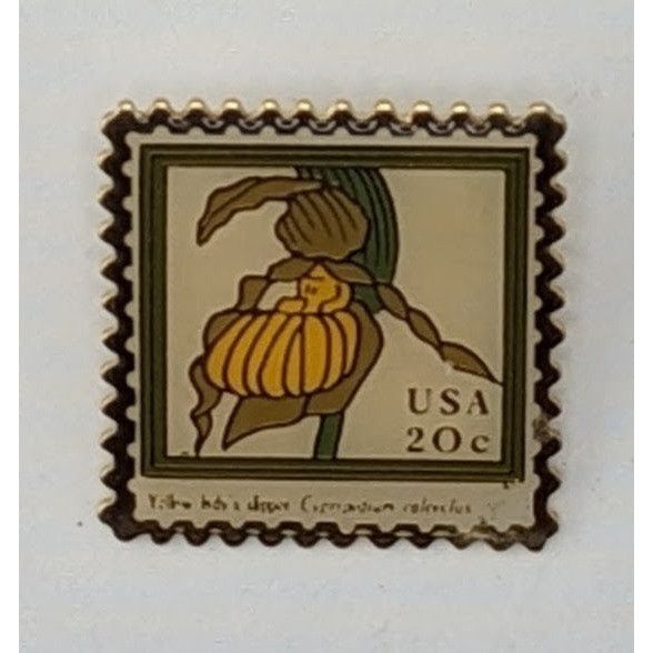 Other Vintage 1984 USPS Yellow Ladys Slipper 20¢ Stamp Lapel Pin B Size ONE SIZE - 4 Thumbnail
