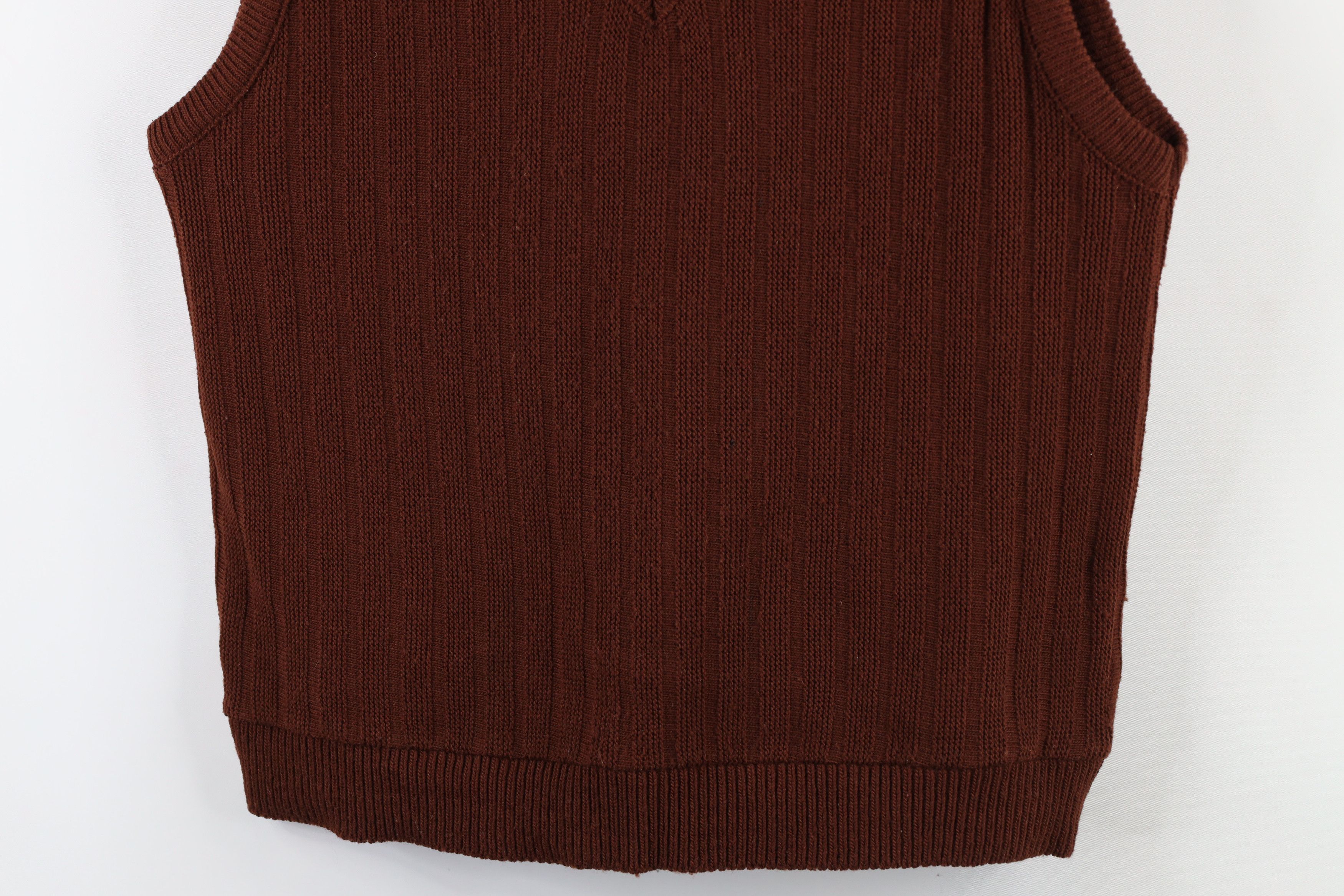 Vintage Vintage 70s Streetwear Blank Ribbed Knit Sweater Vest Brown Size L / US 10 / IT 46 - 3 Thumbnail