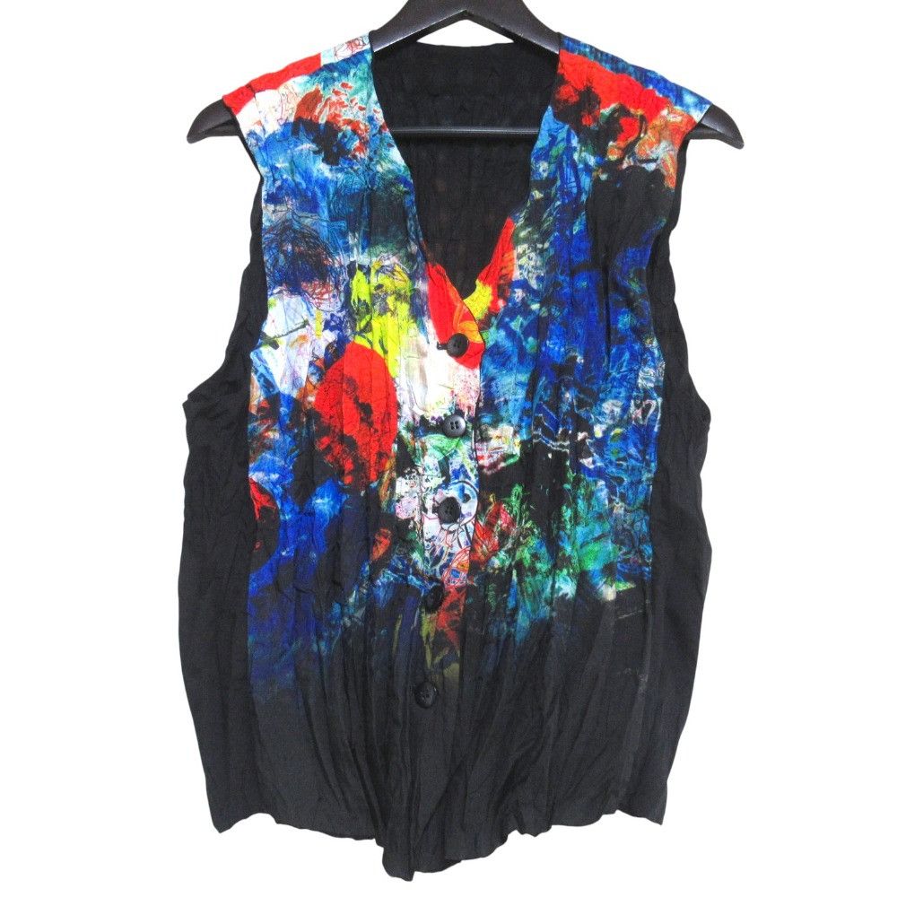 Issey Miyake Issey Miyake Issey Miyake Men Flower Print Reversible Pleated Vest Textile Tops ME31FE016 DUTY FREE for USA Size ONE SIZE - 1 Thumbnail
