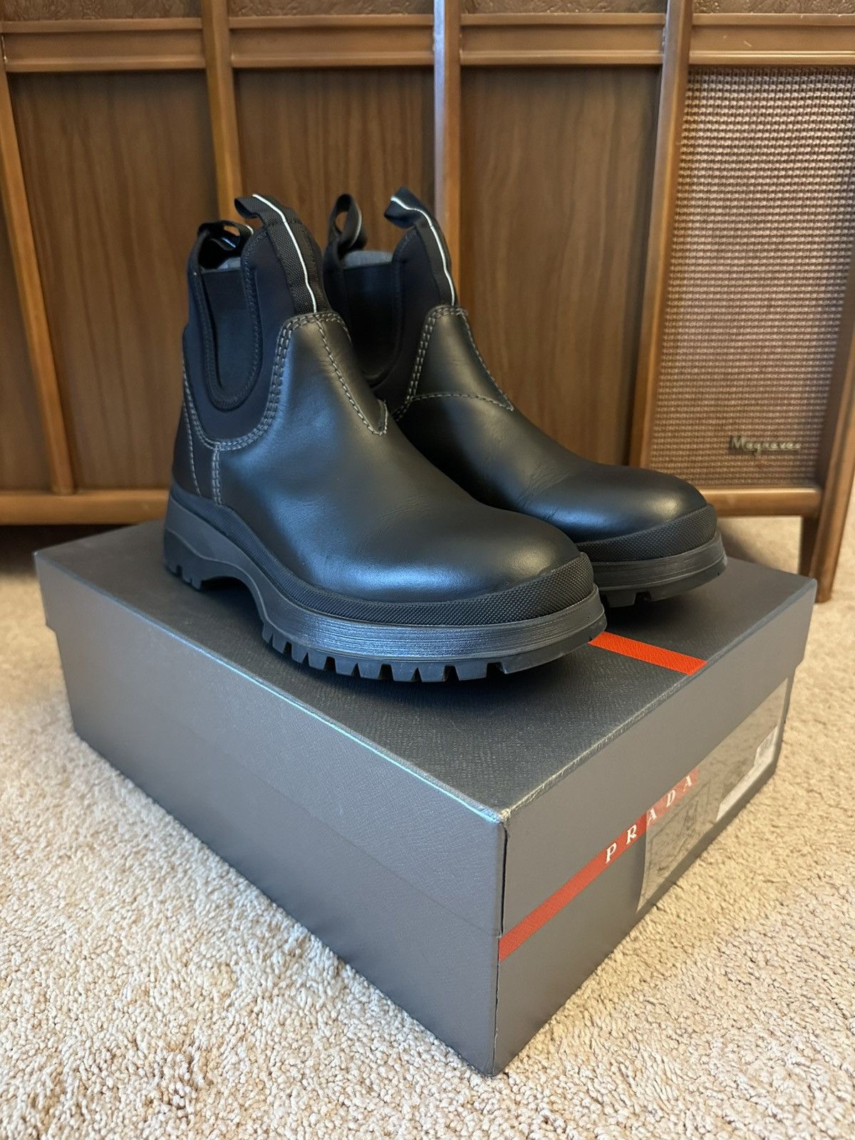 Prada Prada Brixxen Chelsea Boots Black Leather Neoprene US 7.5 Size US 7.5 / EU 40-41 - 1 Thumbnail