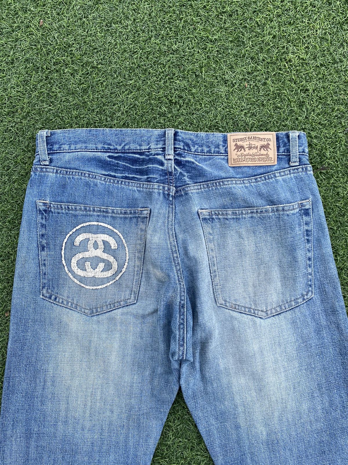 Stussy × Vintage STUSSY ROUGH AND RUGGED WORKGEAR DISTRESSED SS LOGO JEANS 🎱 Size US 34 / EU 50 - 2 Thumbnail