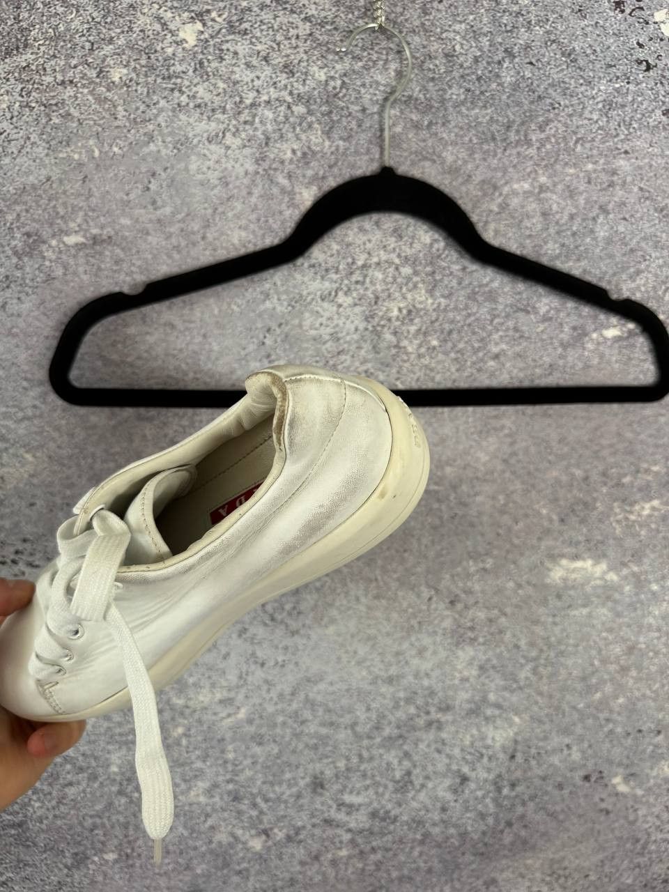 Prada × Vintage Prada Leather Lace-Up Sneakers White Women's 38 Size Size US 8 / IT 38 - 17 Thumbnail