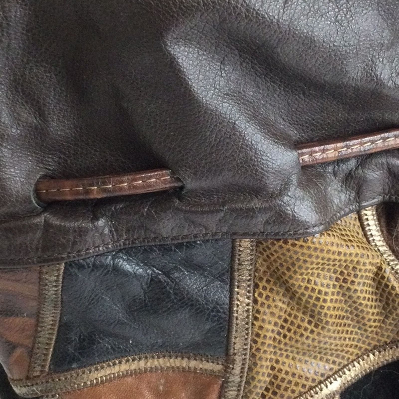 Other Vintage 70's Leather & Patchwork Crossbody Bucket Purse Size ONE SIZE - 9 Thumbnail