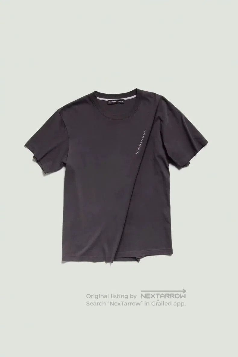 Y/Project Size S Washed black embroidered logo round neck T