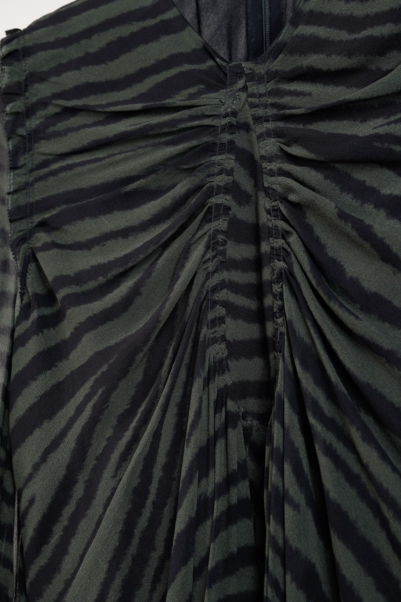 Proenza Schouler Proenza Schouler Green & Black Zebra Silk Long-Sleeve Dress Size M / US 6-8 / IT 42-44 - 8 Thumbnail