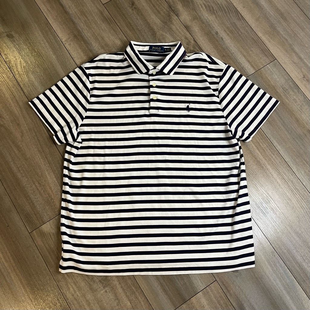 Polo Ralph Lauren Polo Ralph Lauren Blue Stripe Polo Shirt Men XL Bin B-53 Size US XL / EU 56 / 4 - 1 Thumbnail