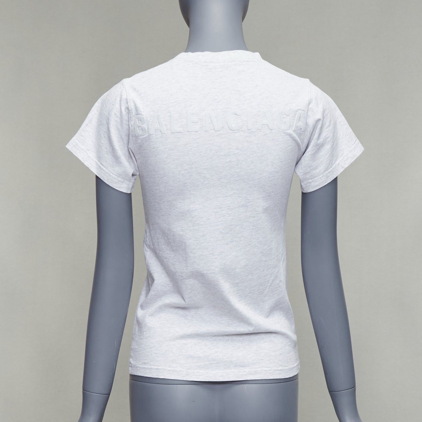 Balenciaga BALENCIAGA Demna 2018 grey logo embroidery back front tshirt XS Size S / US 4 / IT 40 - 1 Thumbnail