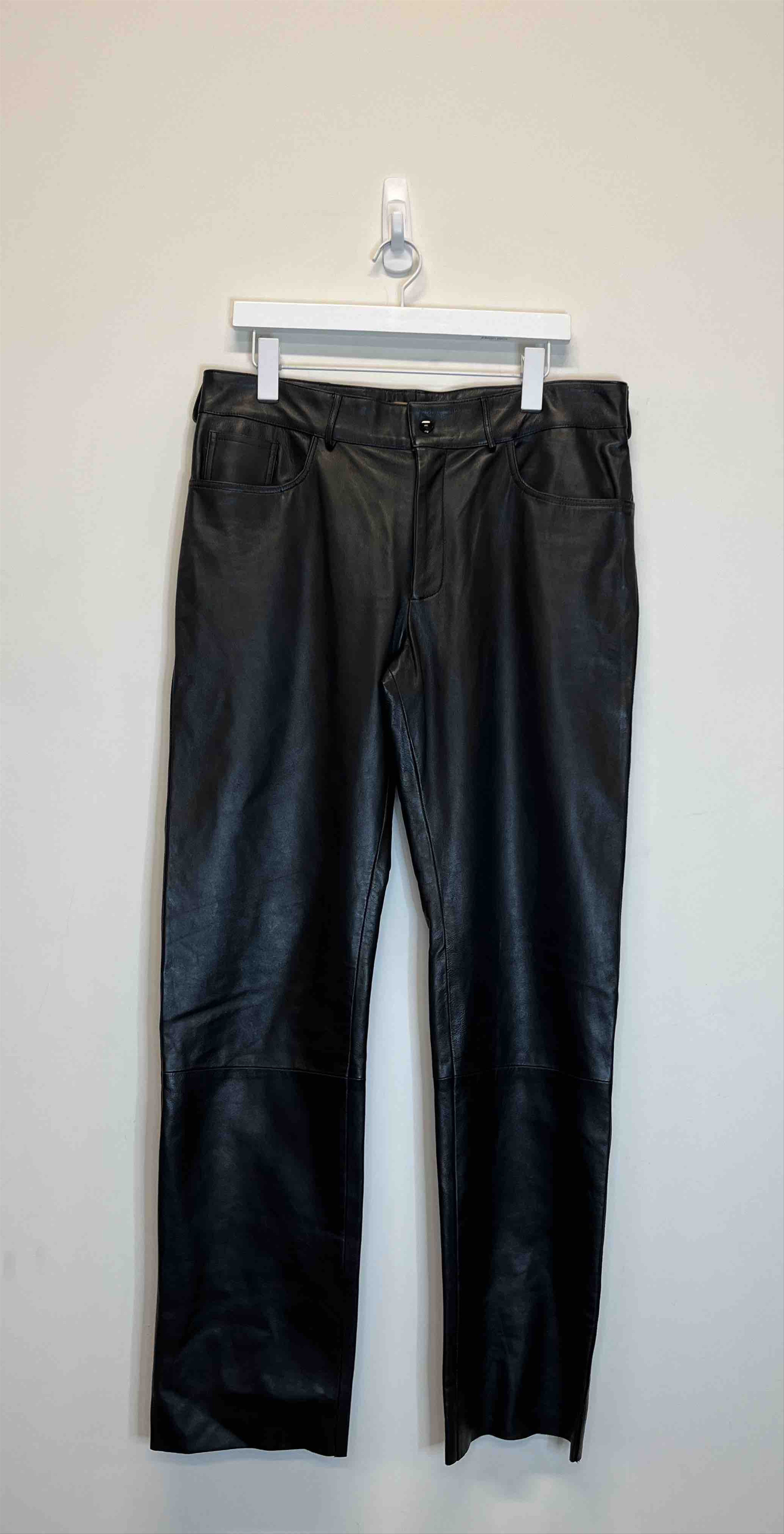 Pre-owned Tod's Straight Leg Lamb Leather Pants In Black