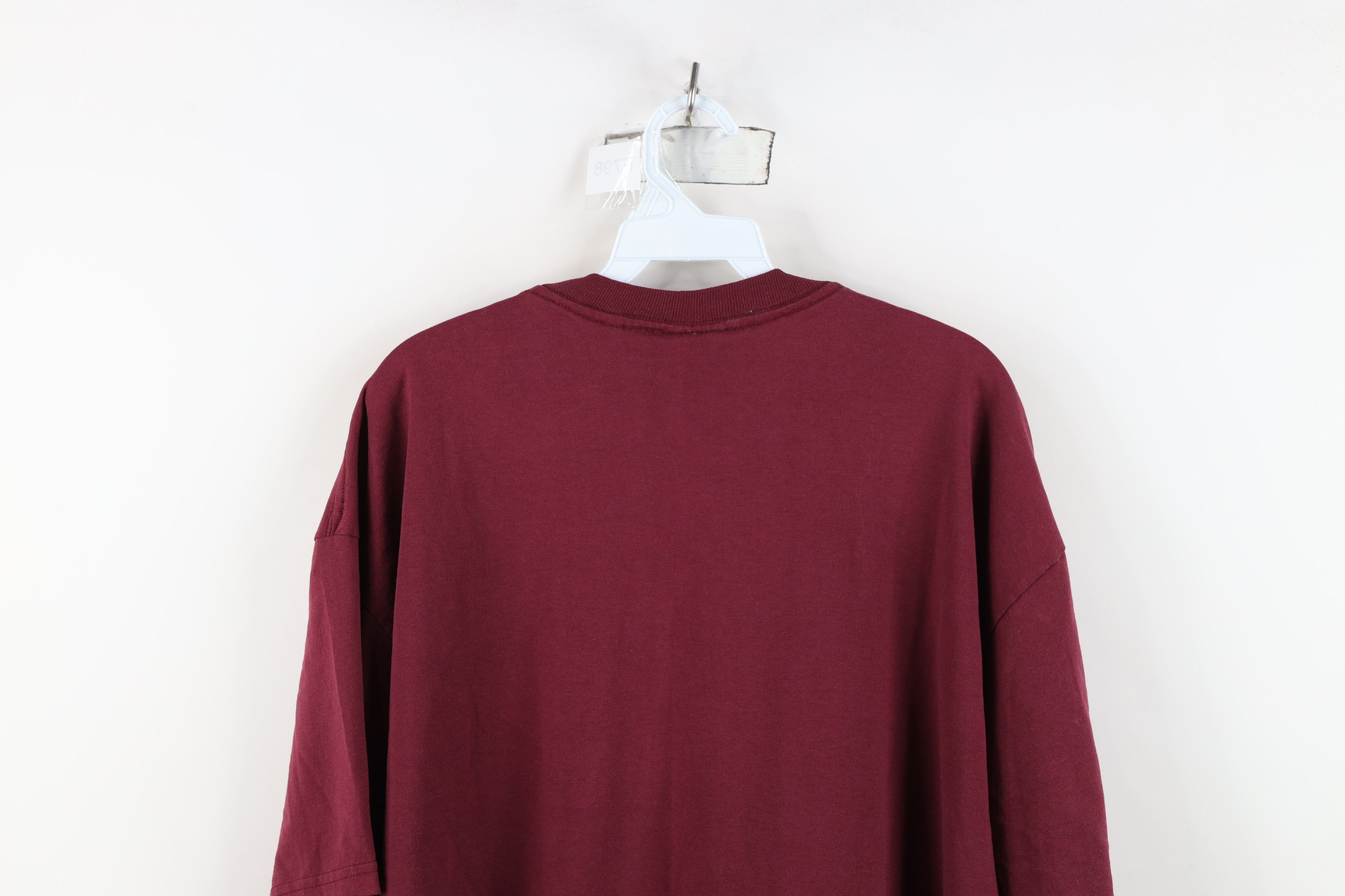 Vintage Vintage 90s Streetwear Heavyweight Faded T-Shirt Burgundy Size US XL / EU 56 / 4 - 9 Thumbnail