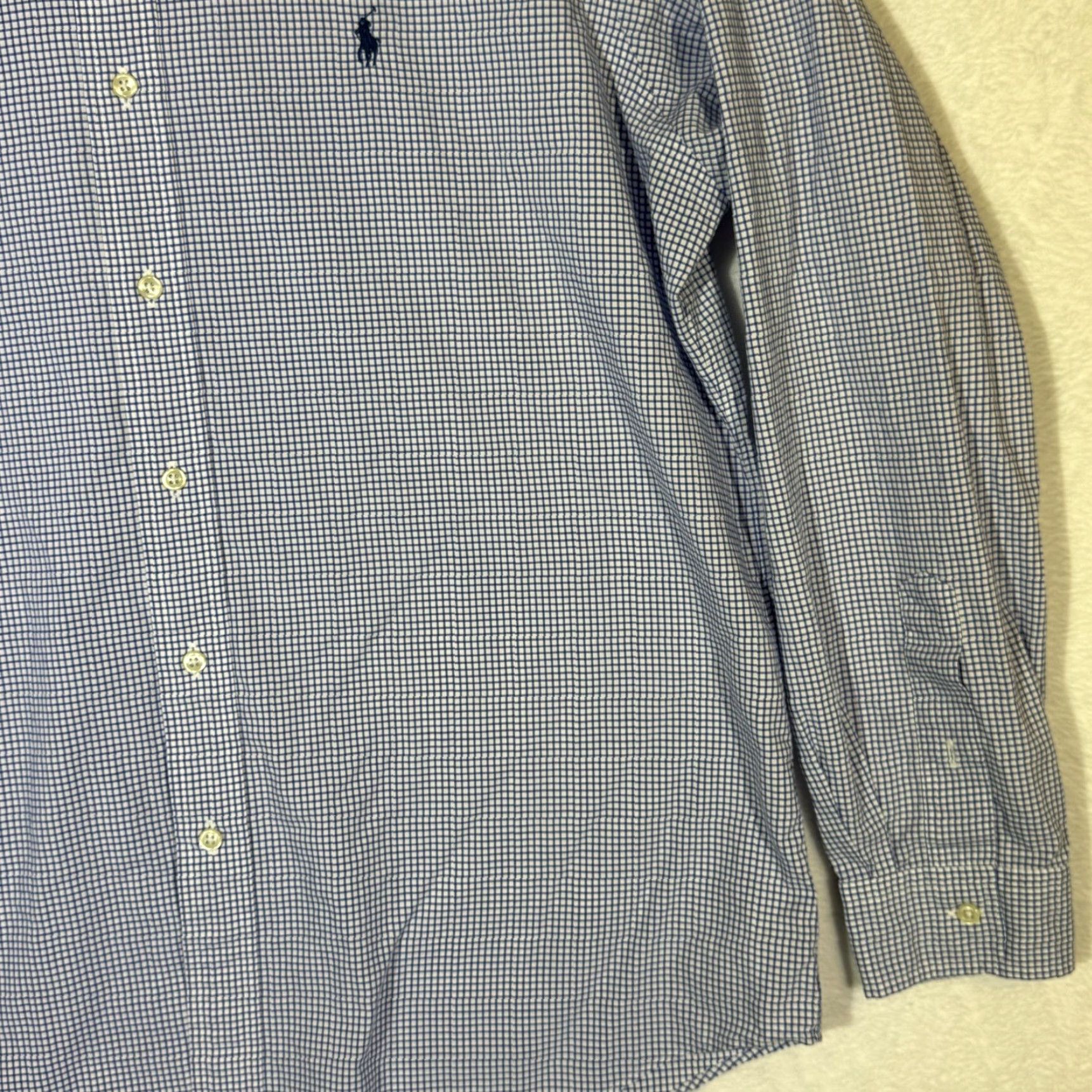 Ralph Lauren Ralph Lauren Button-Down Shirt Mens XL Blue White Gingham Check Long Sleeve Stretch Embroidered Pony Polo Size US L / EU 52-54 / 3 - 5 Thumbnail