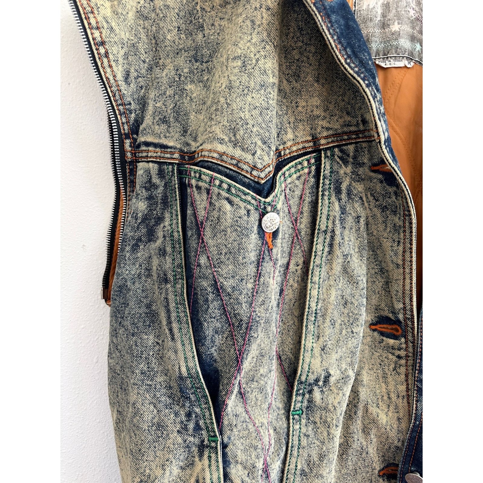 Vintage 80’s Acid Wash & Leather Convertible Moto Jacket Size US M / EU 48-50 / 2 - 21 Thumbnail