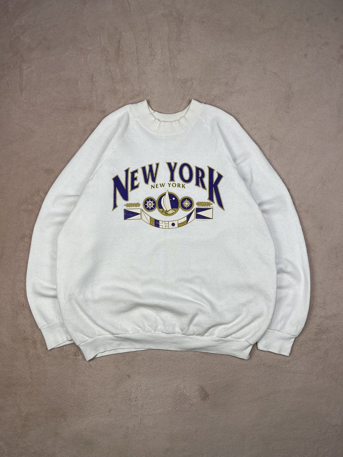 Fruit Of The Loom Vintage 90s Sun Art NEW YORK Both Print Sweatshirts Size US L / EU 52-54 / 3 - 1 Thumbnail