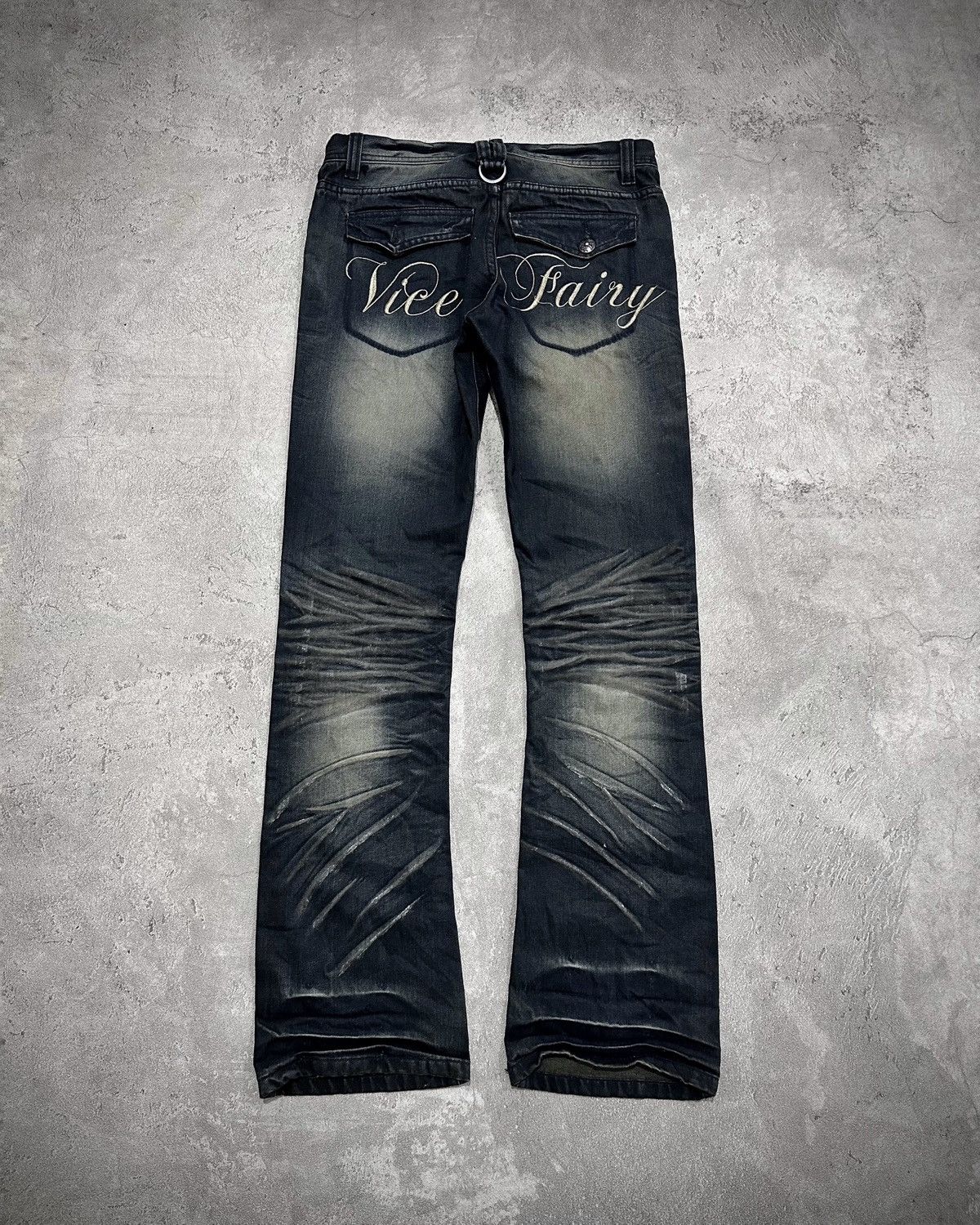 Japanese Brand Vkei Vice Fairy Distressed Flare Denim Jeans Lgb Style Size US 30 / EU 46 - 3 Thumbnail