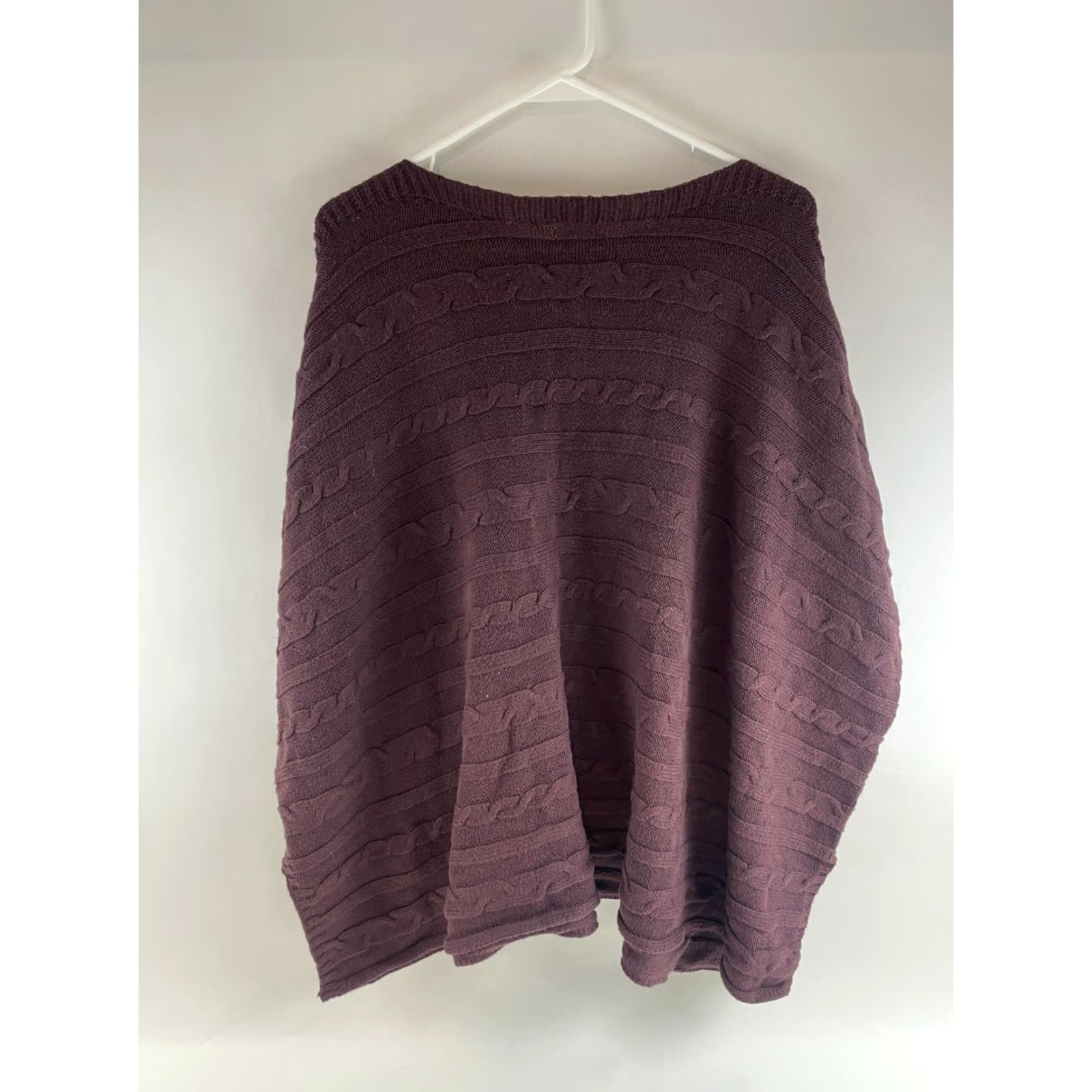 Old Navy Old Navy Sweater Women Pullover Cable-Knit Faux Poncho Dark Purple M-L, Purple, Regular, Knit, Sweater, Pullover, Women, Vintage: No Size M / US 6-8 / IT 42-44 - 2 Thumbnail