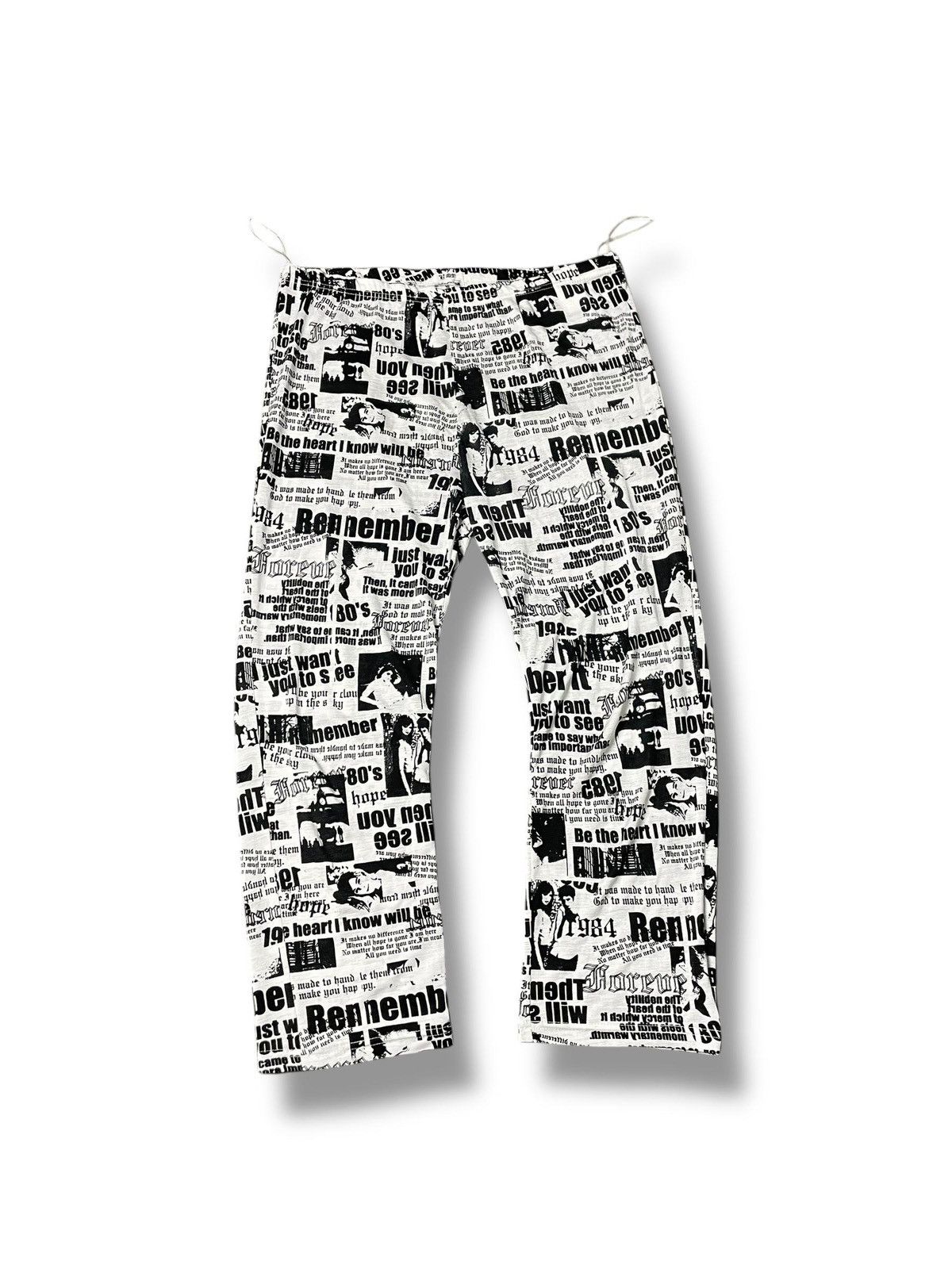 Designer × Japanese Brand Blue Trive Newspaper Pattern Cotton Spandex Pants (4) Size US 30 / EU 46 - 1 Thumbnail