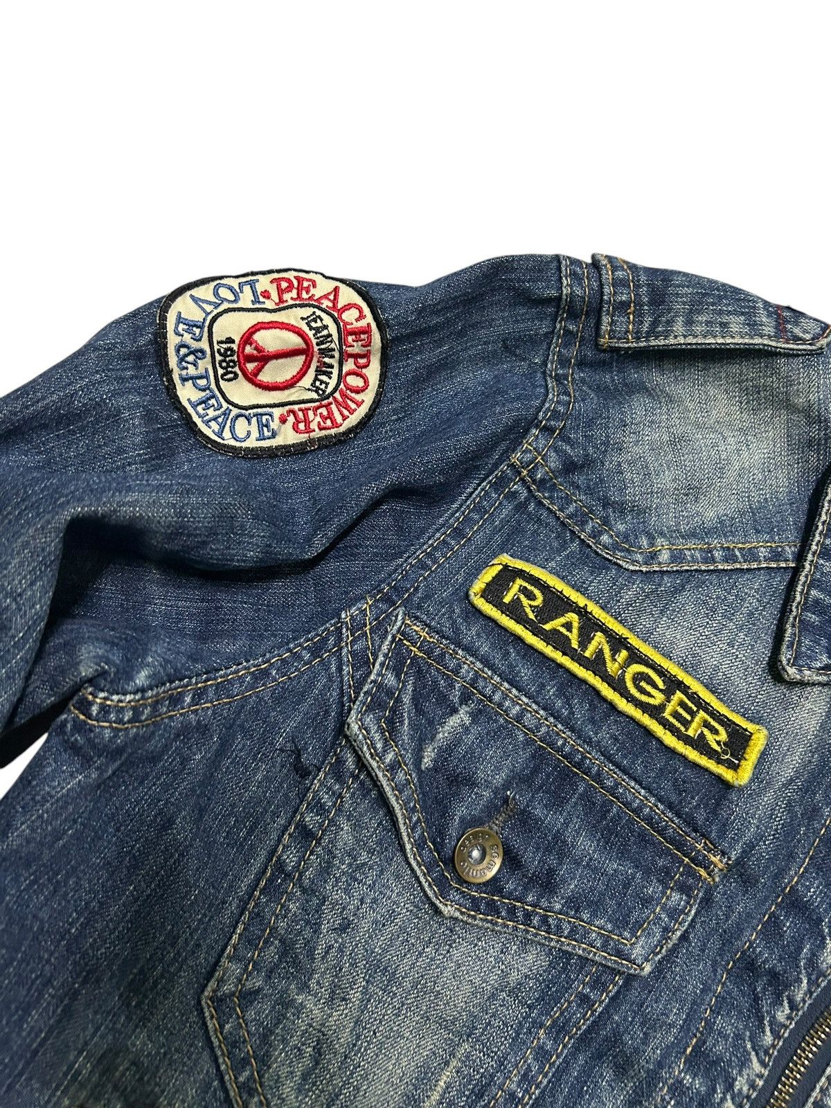 If Six Was Nine × KMRii × Le Grande Bleu (L.G.B.) Semantic Design Punk Style Denim Jacket ☠️☠️ Size US M / EU 48-50 / 2 - 5 Thumbnail