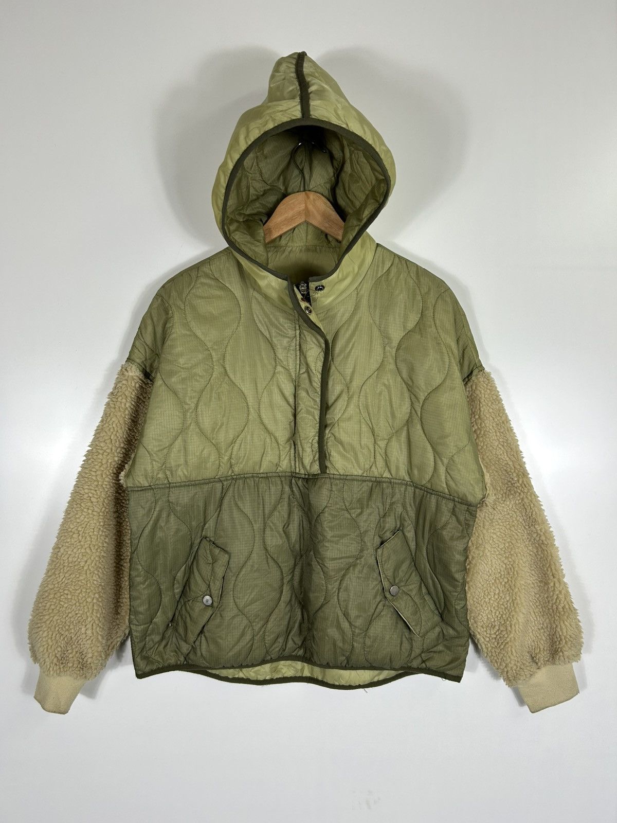 Japanese Brand ⚡️Vintage Didot Hooded Quilted Sleeve Fleece Half Zipper Size US M / EU 48-50 / 2 - 1 Thumbnail