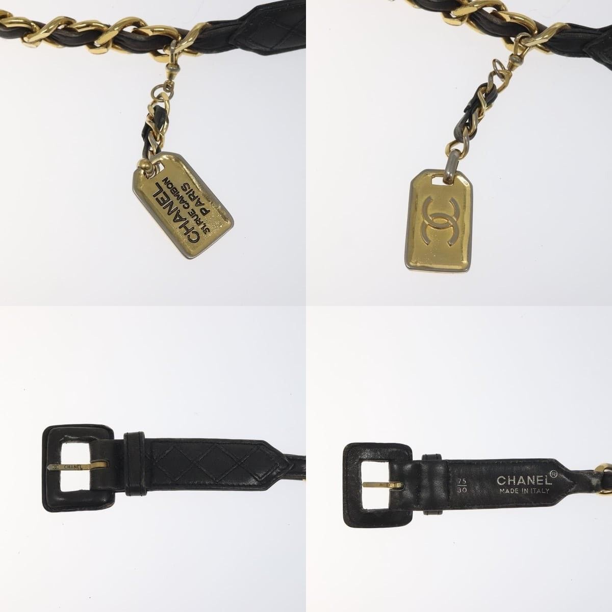 Chanel Chanel Chain Belt Metal Lamb Skin Black Gold CC Size ONE SIZE - 4 Thumbnail