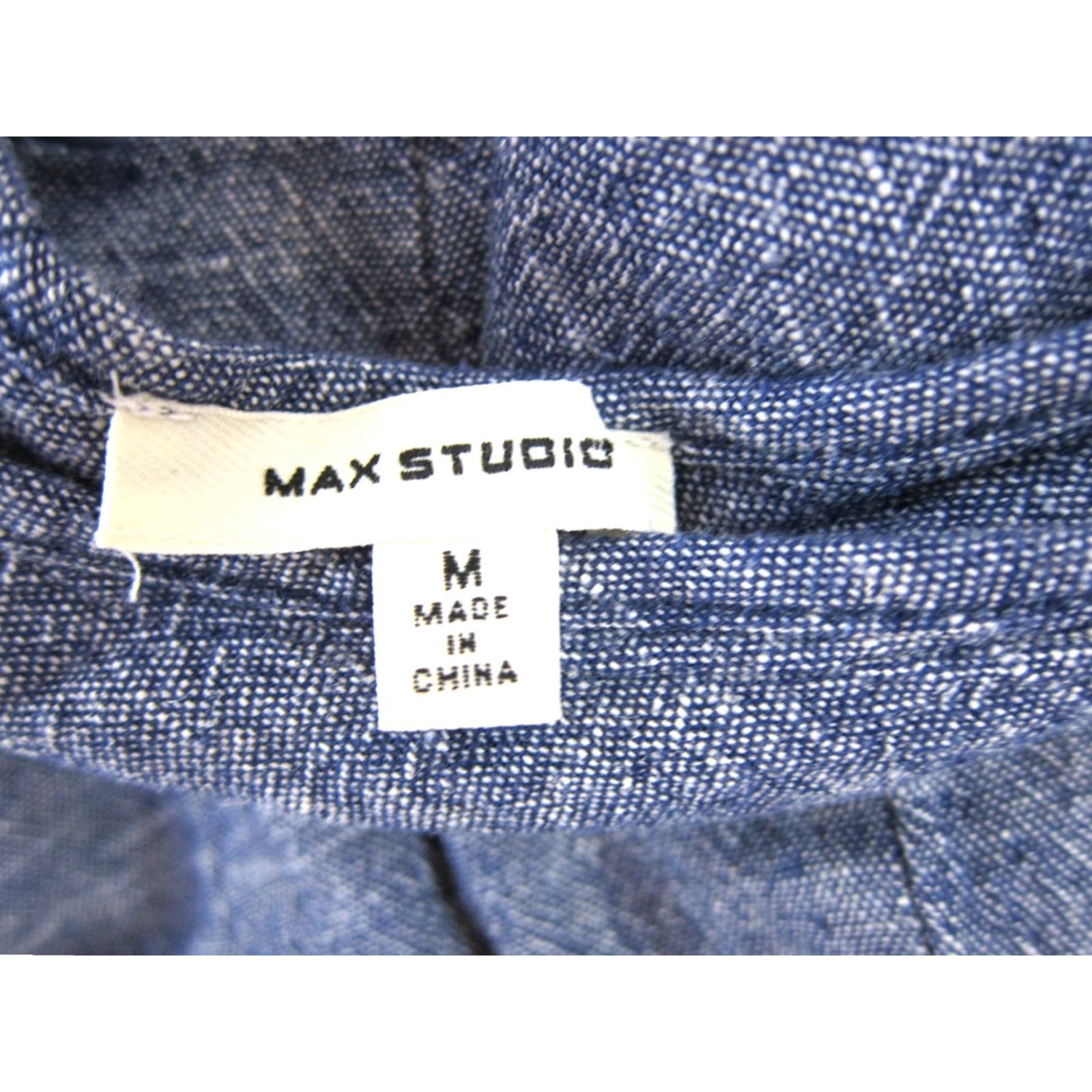 Vintage Max Studio Jumpsuit Women Medium Blue Linen Rayon Wide-Leg Cropped Sleeveless Size 32" / US 10 / IT 46 - 3 Thumbnail
