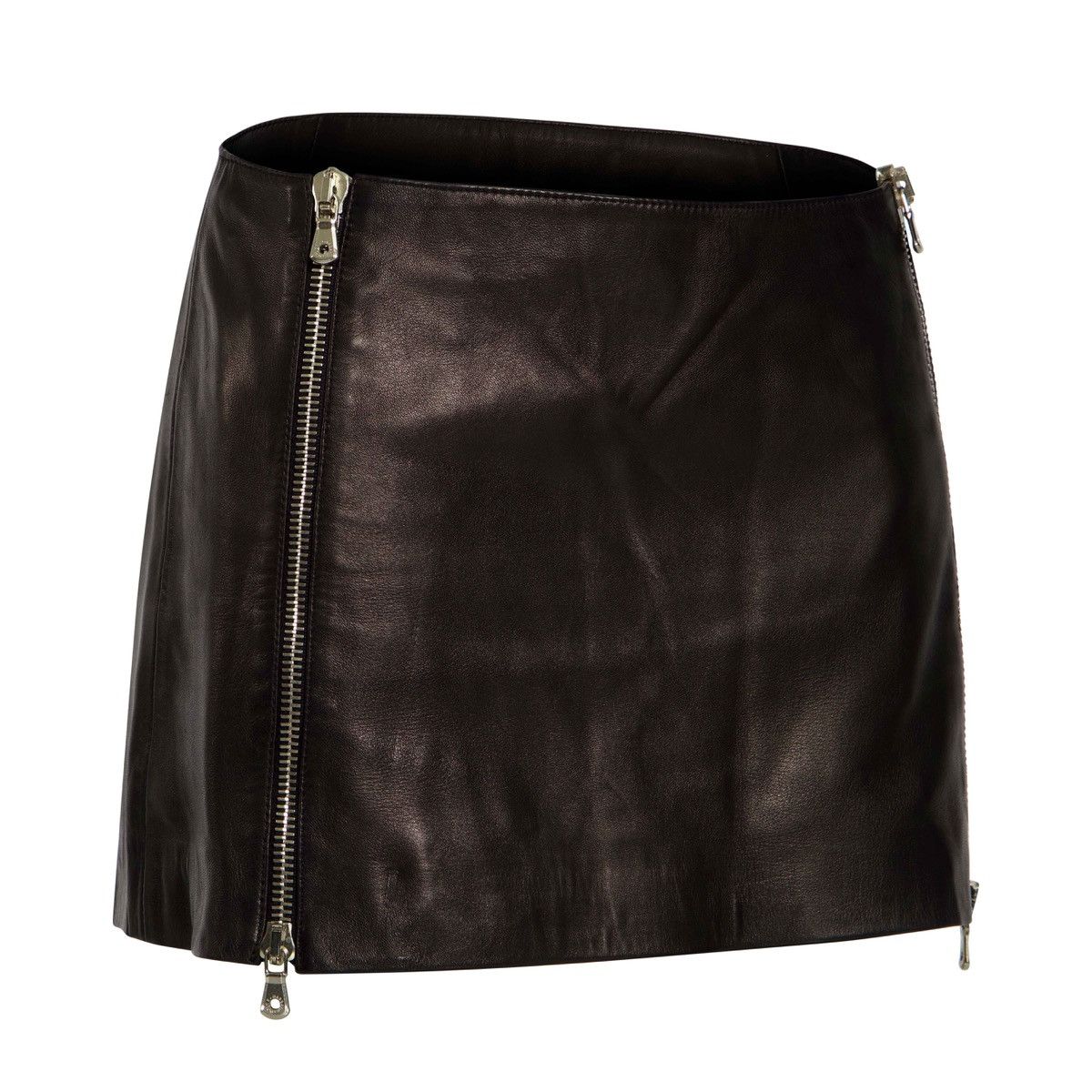 Dolce & Gabbana MULTI ZIP LEATHER SKIRT Size 26" / US 2 / IT 38 - 2 Thumbnail