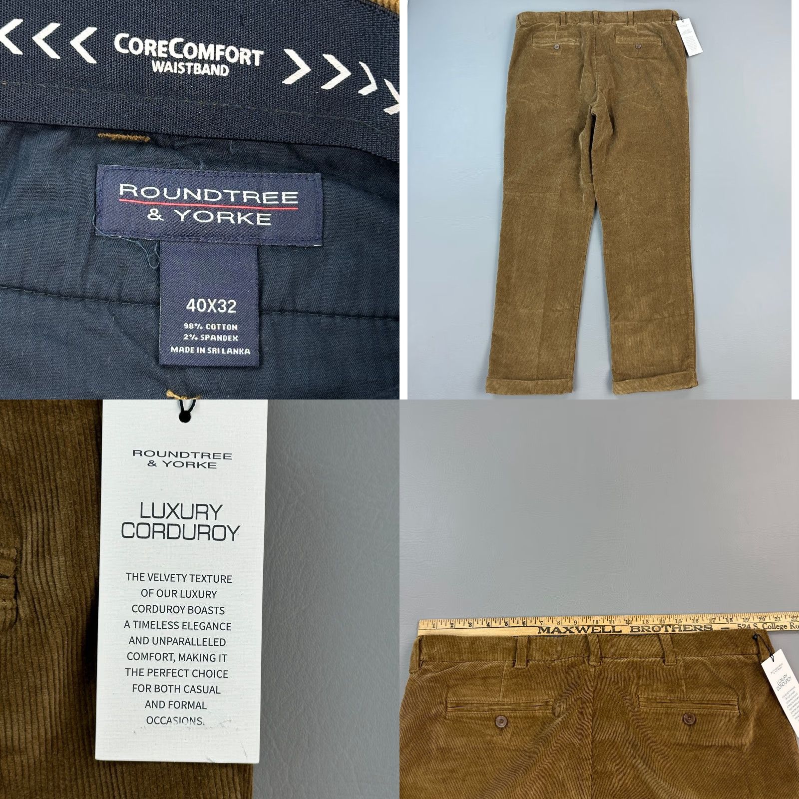 Roundtree & Yorke Roundtree & Yorke Pants Mens 40x32 40x31 Luxury Corduroy Stewart Classic Fit NWT Size US 40 / EU 56 - 8 Thumbnail