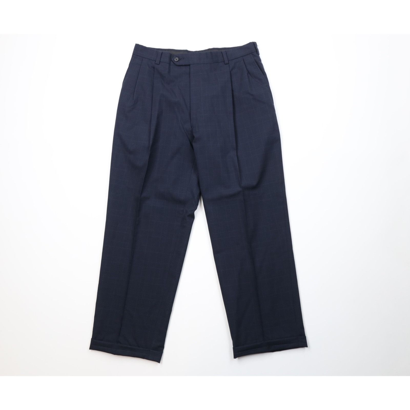 Vintage Vintage 90s Streetwear 2 Piece Wool Suit Wedding Blue Size 42R - 12 Thumbnail