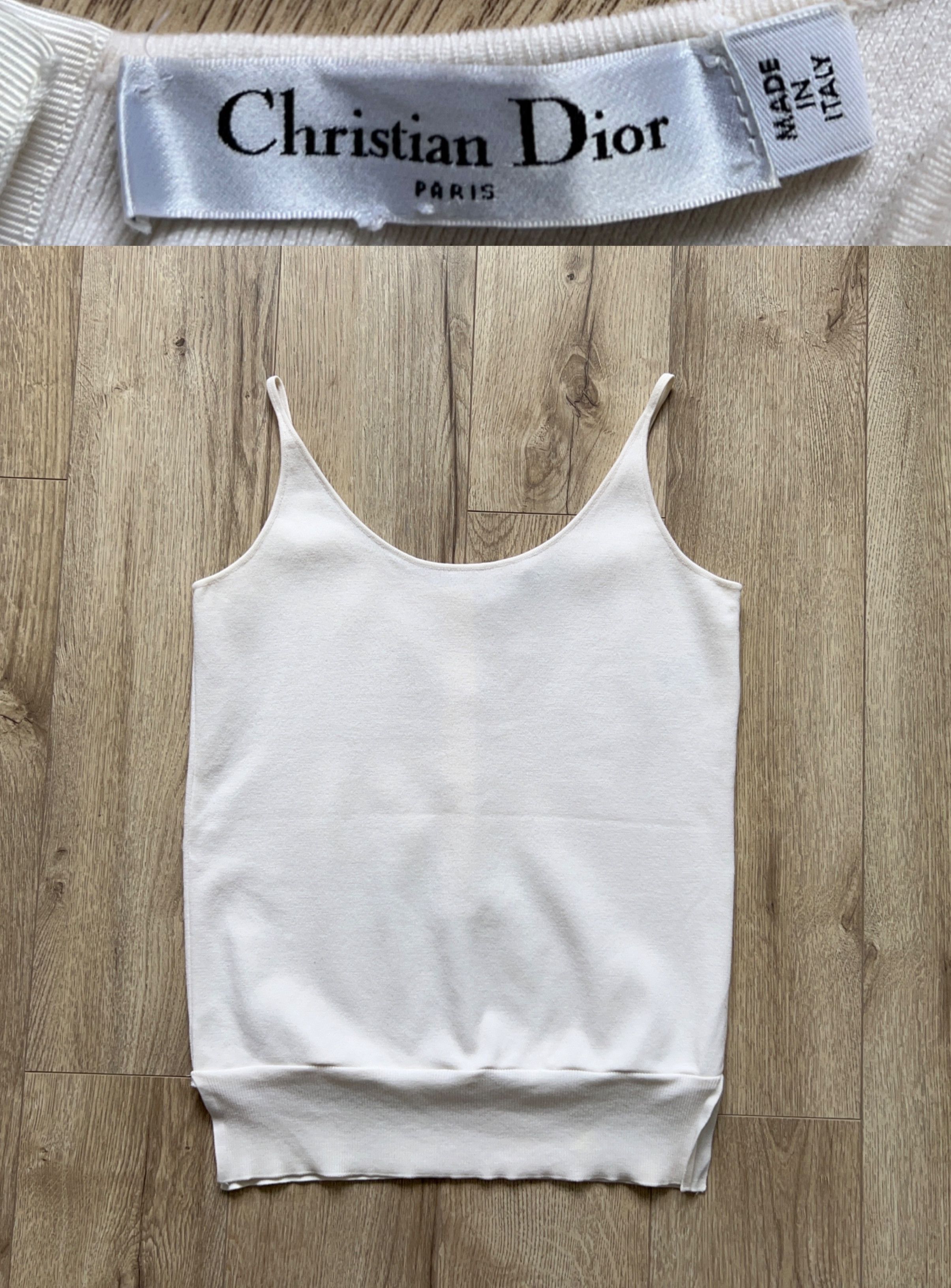 Dior × Vintage Christian Dior Wool Polyamide White Sleeveless Tank Top Size S / US 4 / IT 40 - 1 Thumbnail